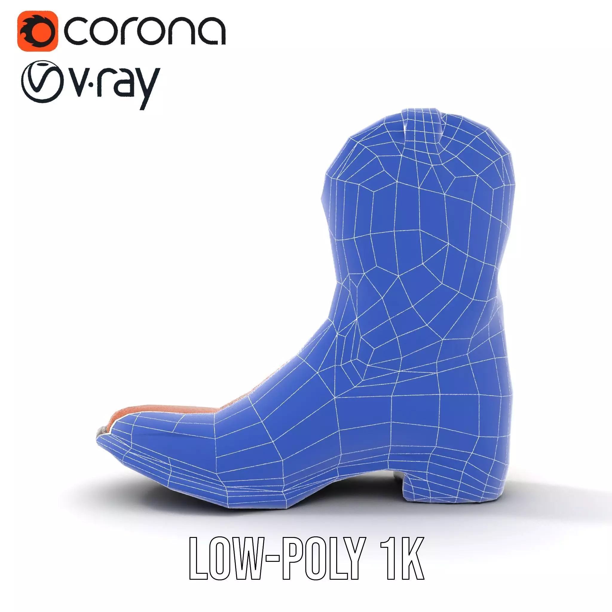 Cowboy Boot Model Pack Leather Western Style Low-poly 3D model_23