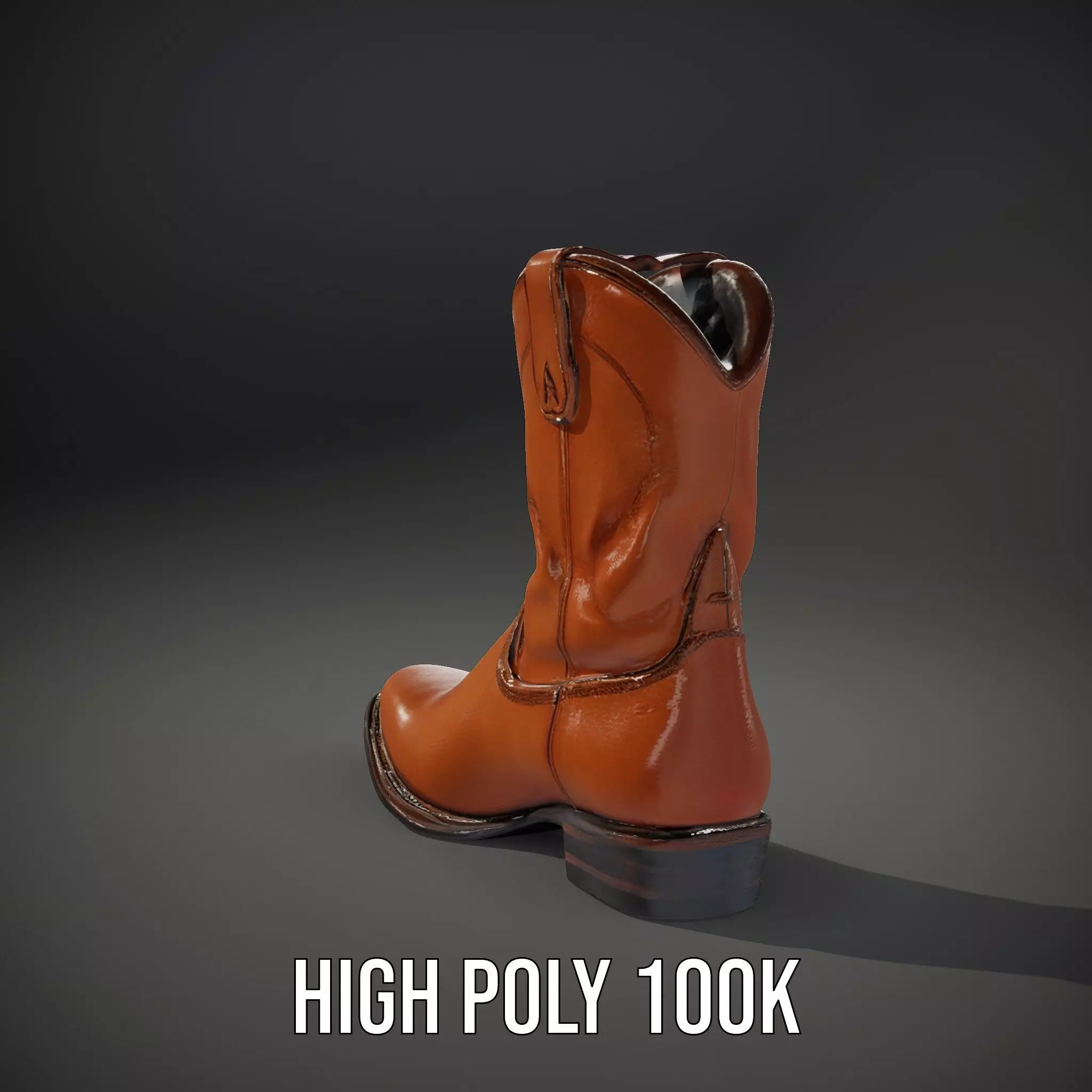 Cowboy Boot Model Pack Leather Western Style Low-poly 3D model_9