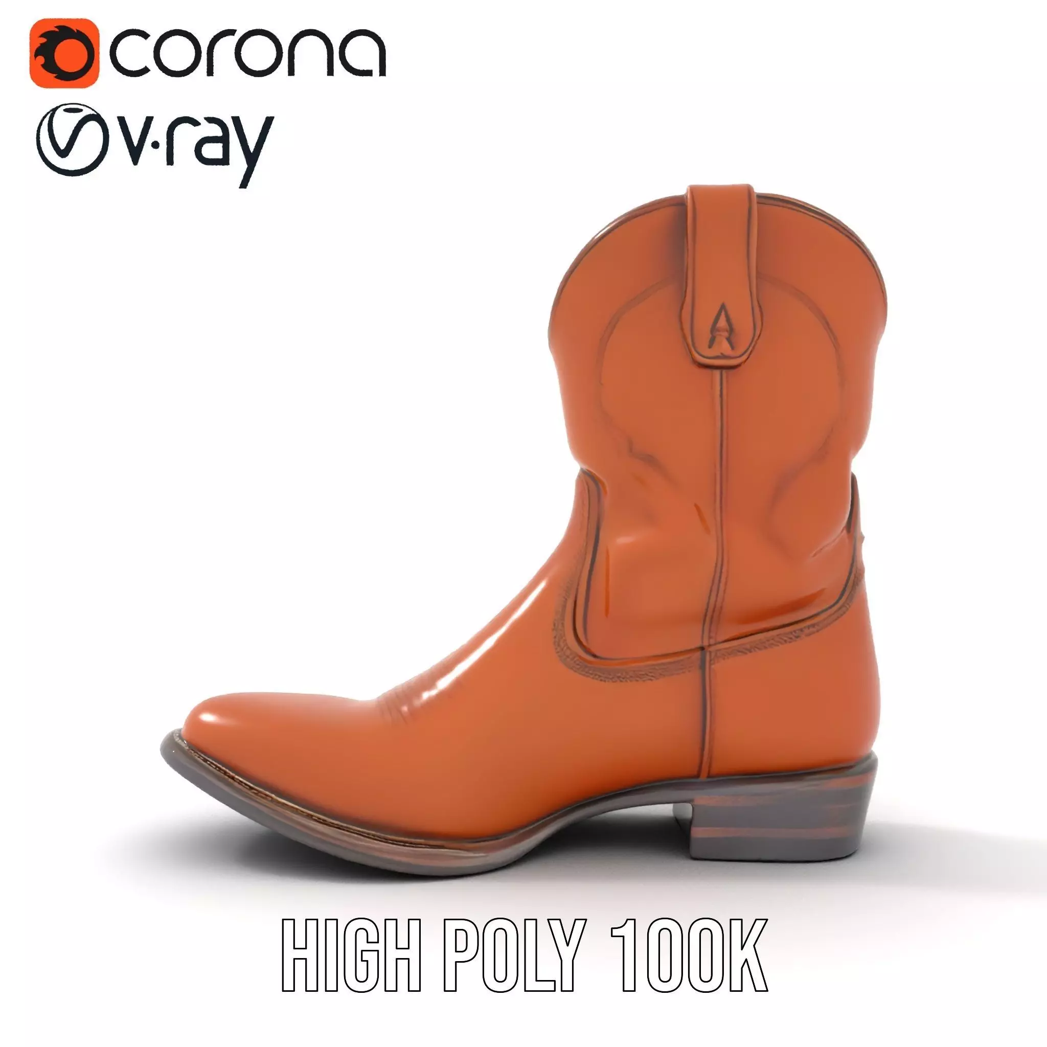 Cowboy Boot Model Pack Leather Western Style Low-poly 3D model_24