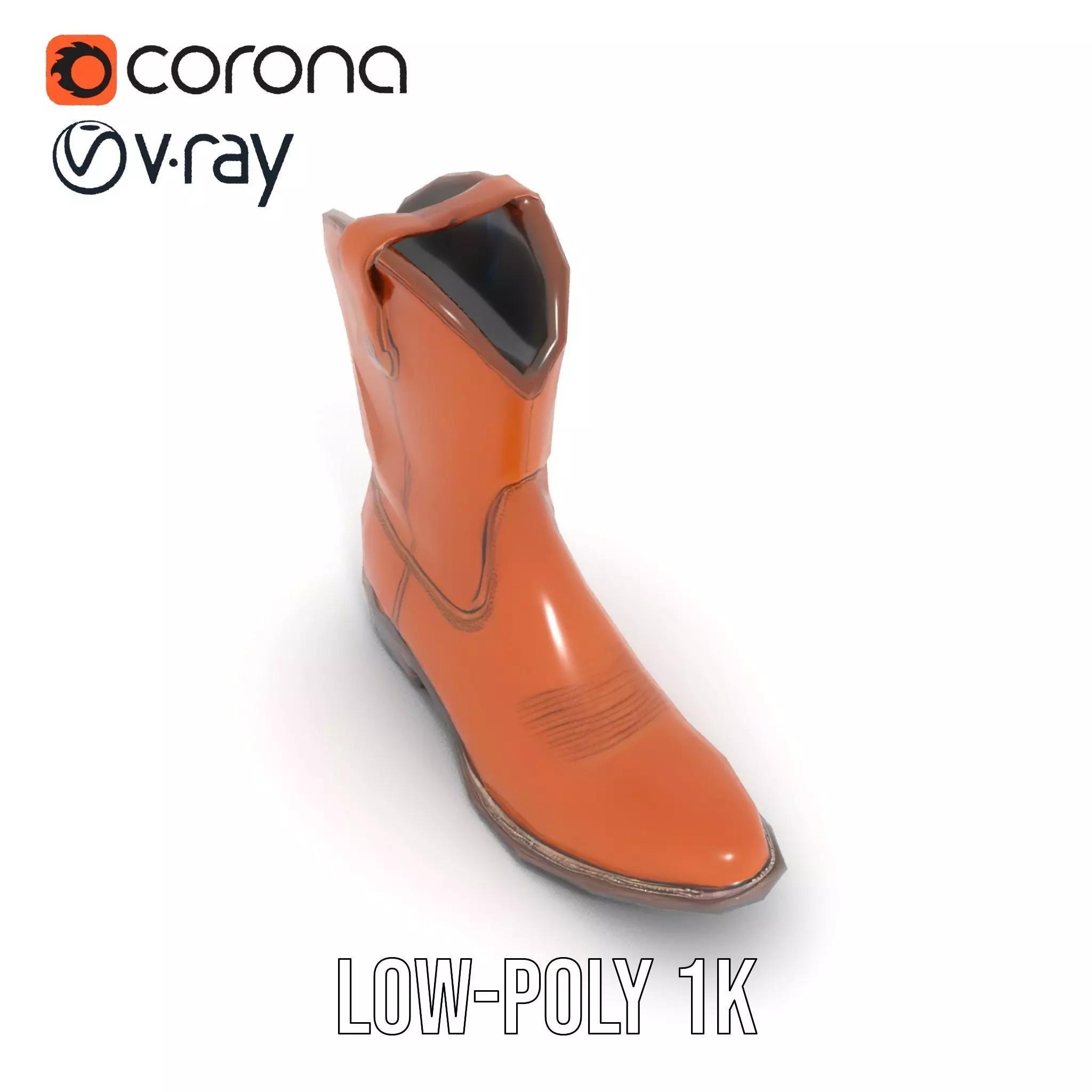 Cowboy Boot Model Pack Leather Western Style Low-poly 3D model_10
