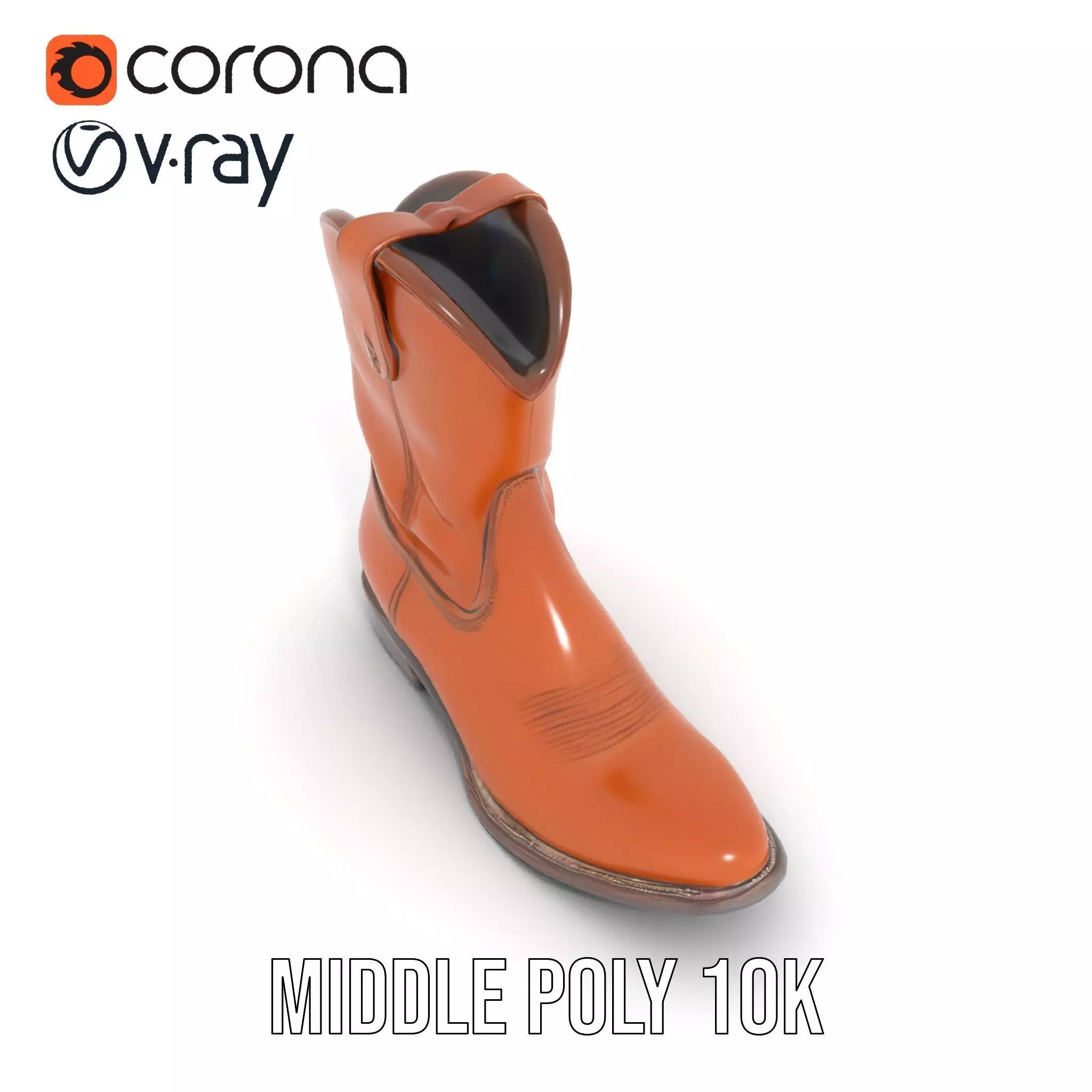Cowboy Boot Model Pack Leather Western Style Low-poly 3D model_14