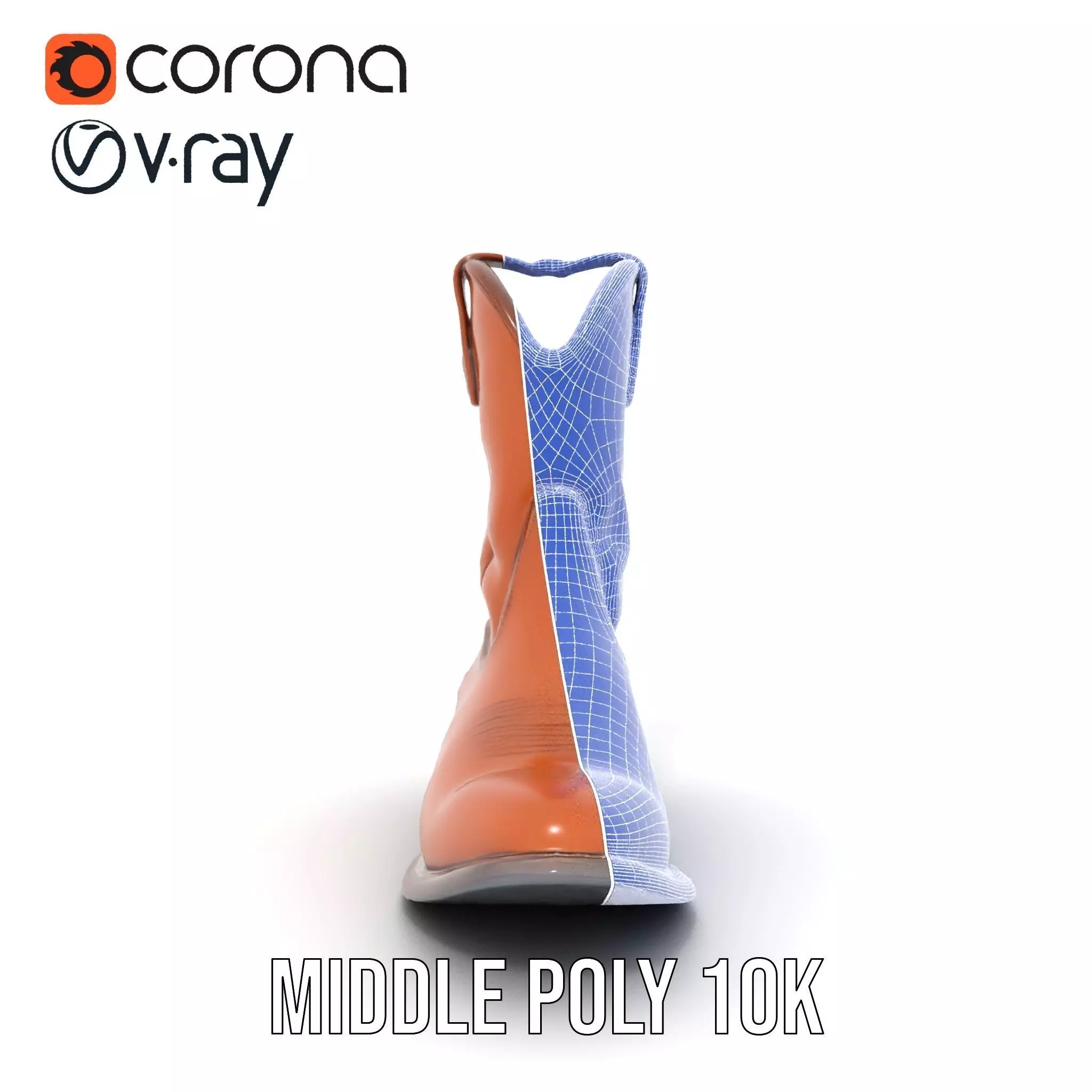 Cowboy Boot Model Pack Leather Western Style Low-poly 3D model_30