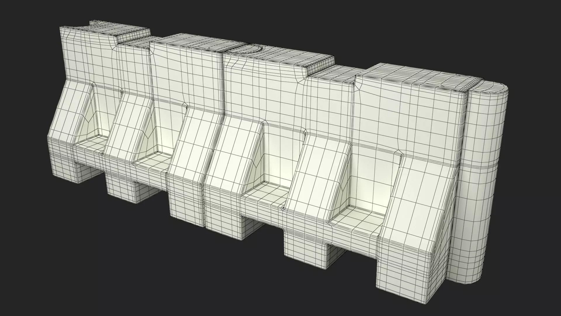 Old Plastic Road Barricade 3D model_9