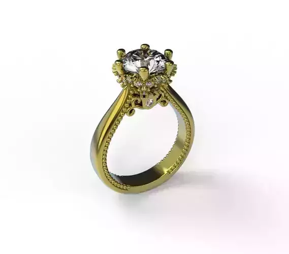 womens ring with a large stone for 3d printer