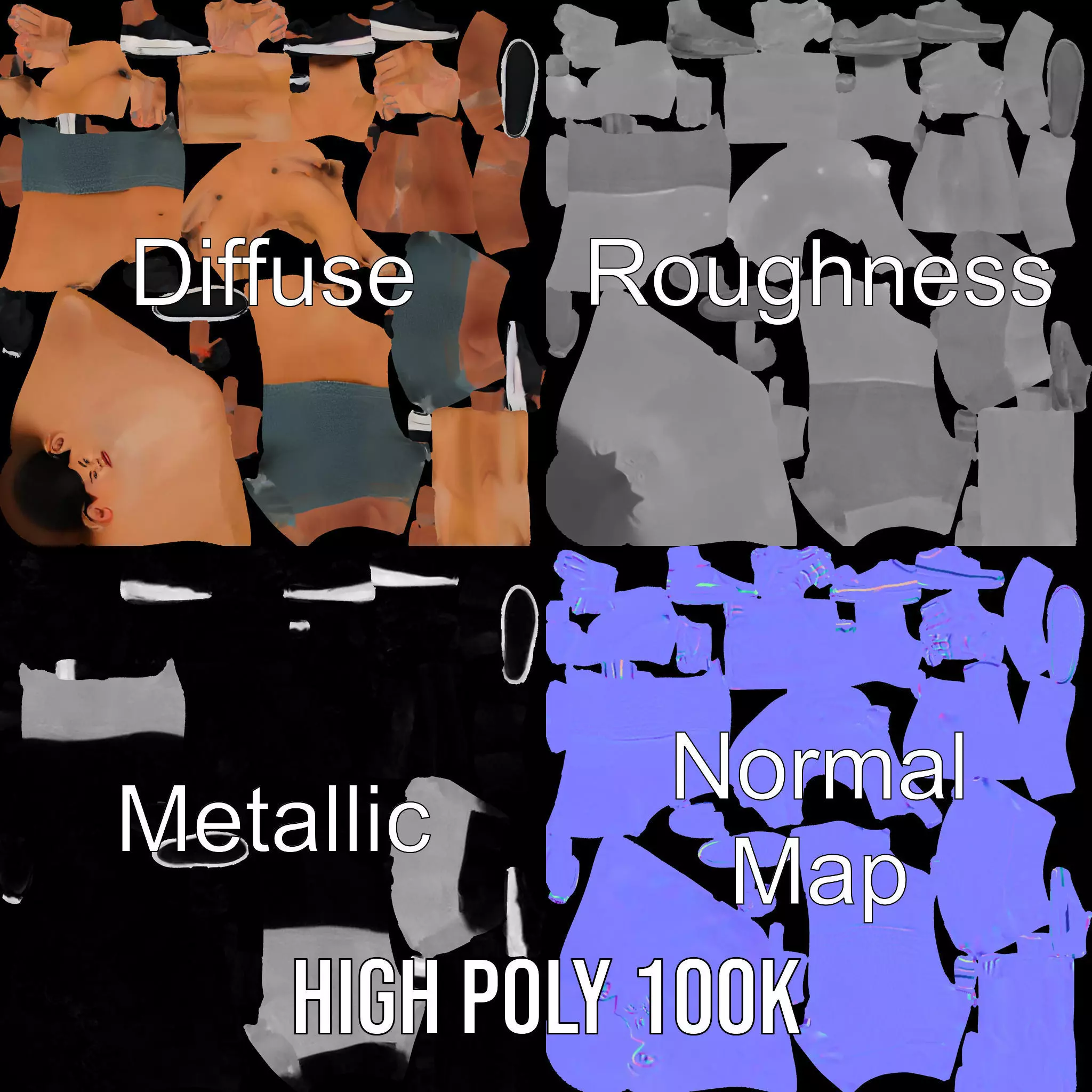 Casual Athletic Male Model Pack with Realistic Textures Low-poly 3D model_3