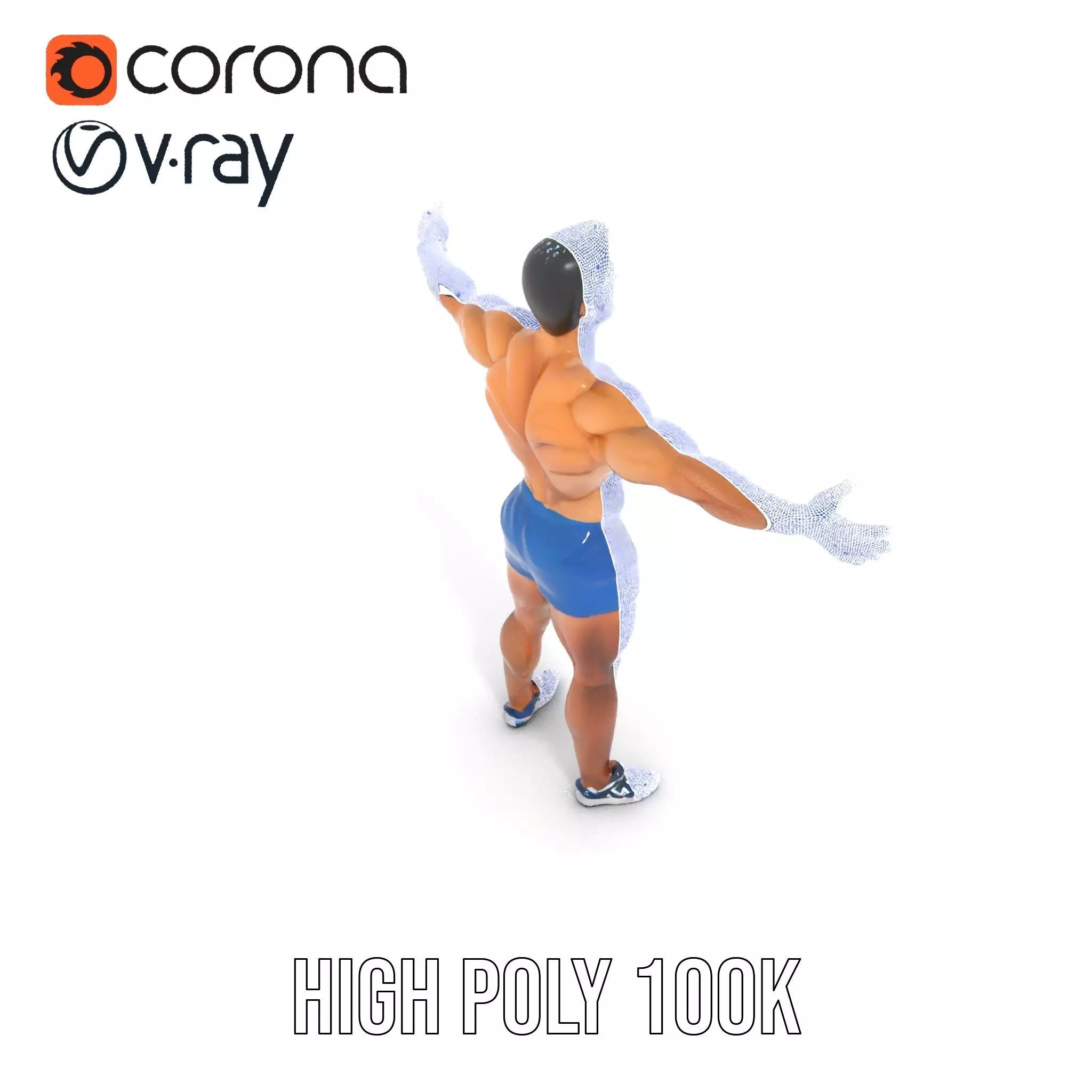 Athletic Male Figure Model Pack with Textured Details Low-poly 3D model_34