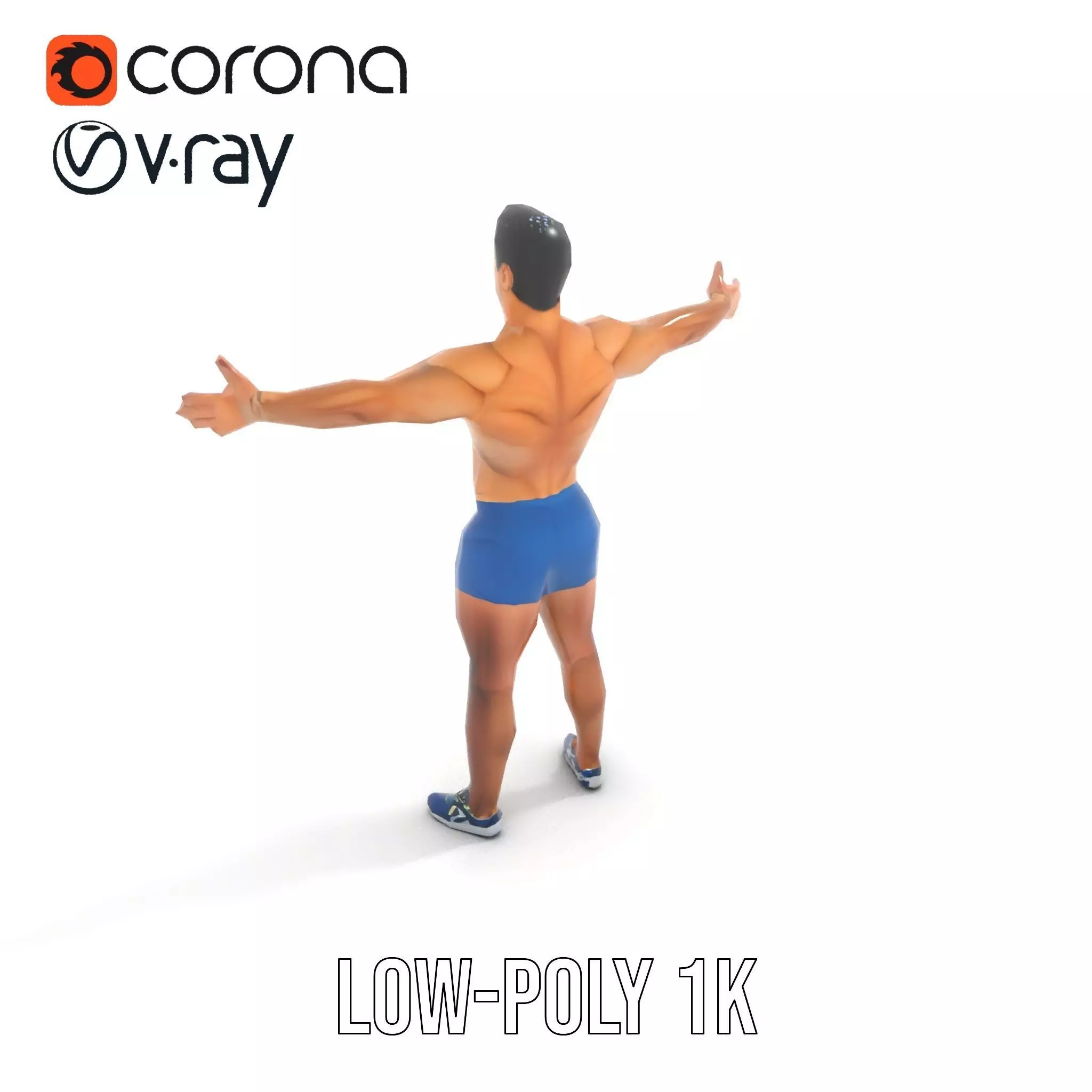 Athletic Male Figure Model Pack with Textured Details Low-poly 3D model_17