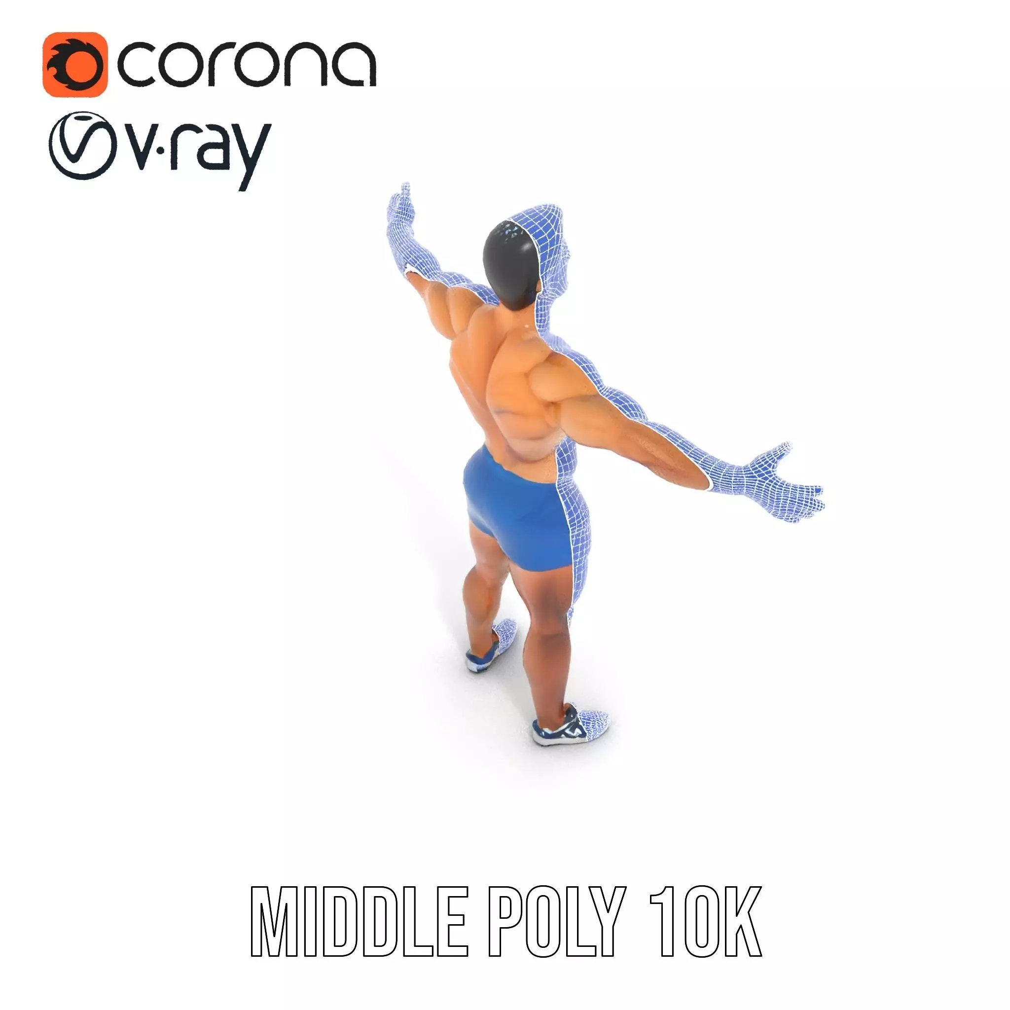 Athletic Male Figure Model Pack with Textured Details Low-poly 3D model_22