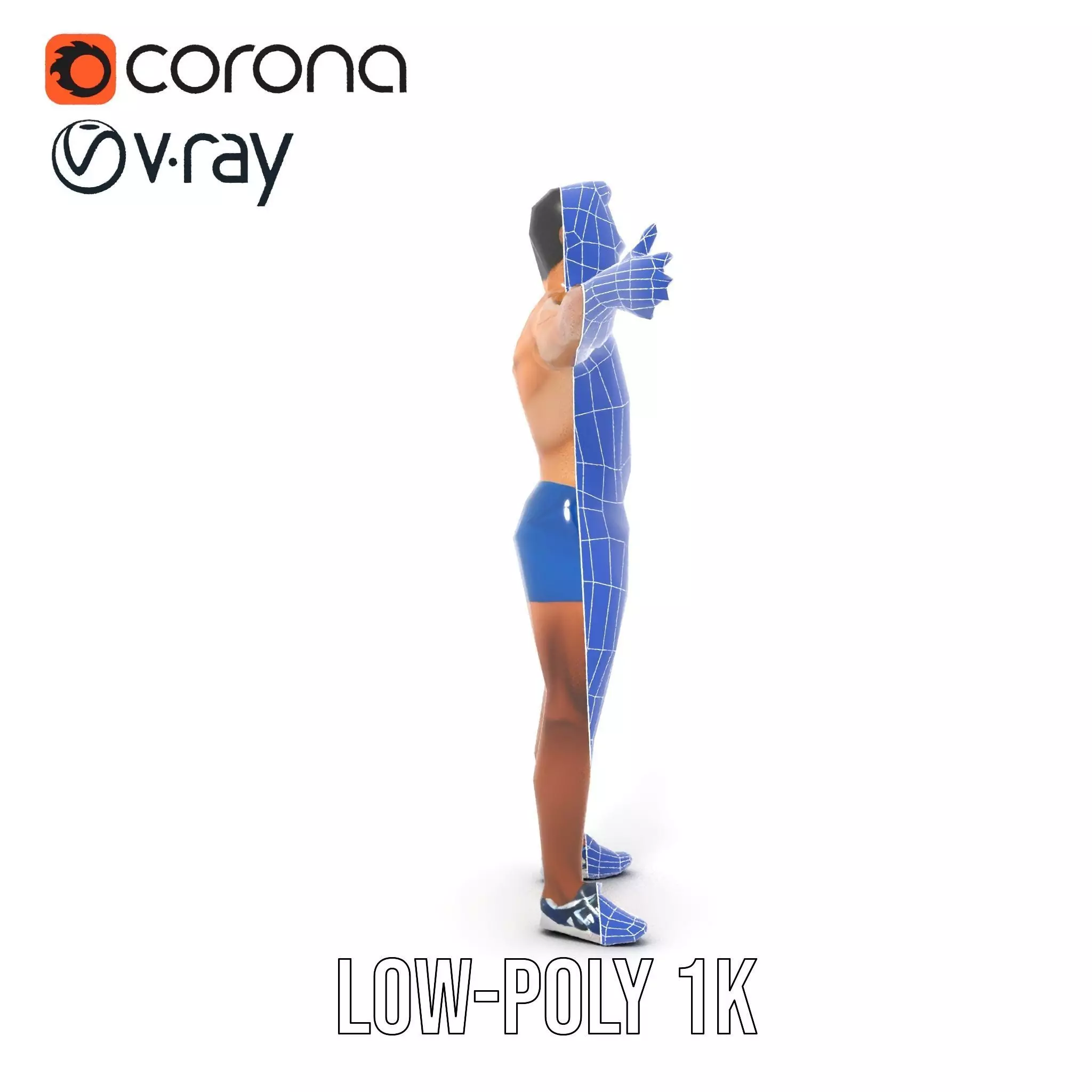 Athletic Male Figure Model Pack with Textured Details Low-poly 3D model_31