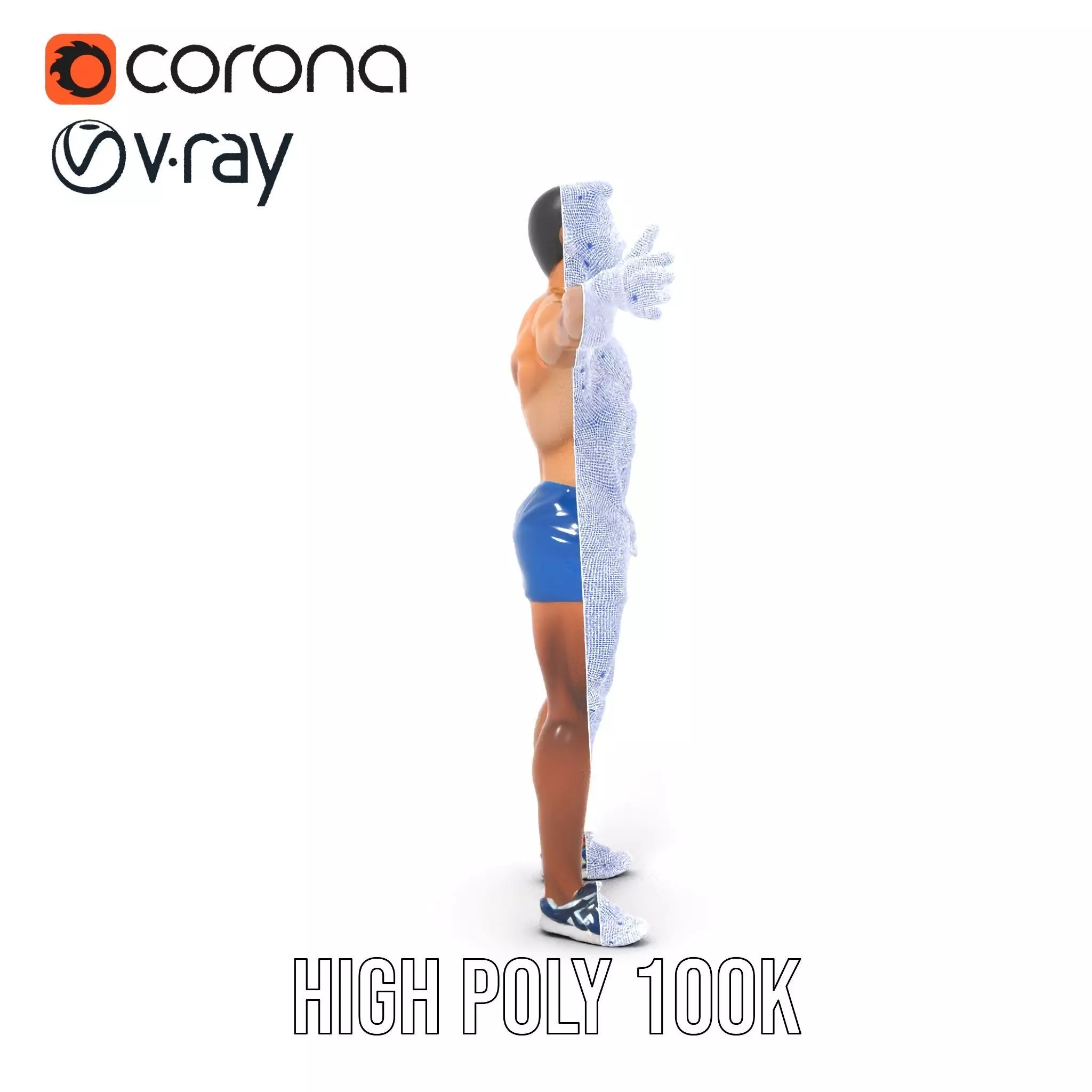 Athletic Male Figure Model Pack with Textured Details Low-poly 3D model_35