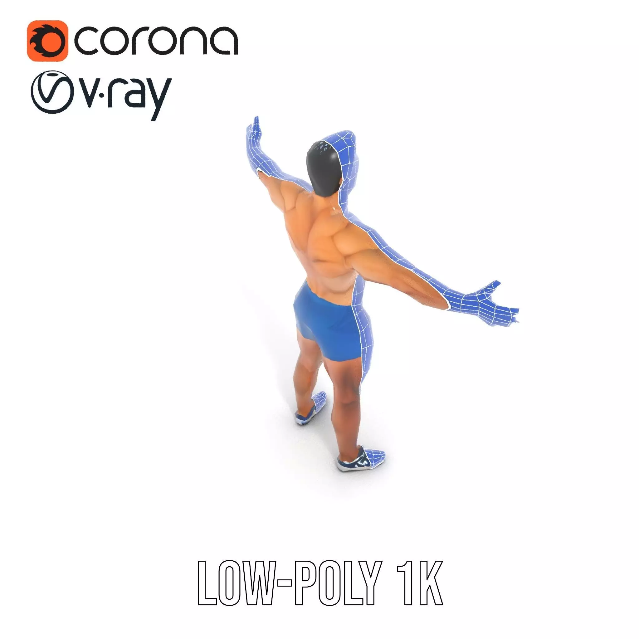 Athletic Male Figure Model Pack with Textured Details Low-poly 3D model_25