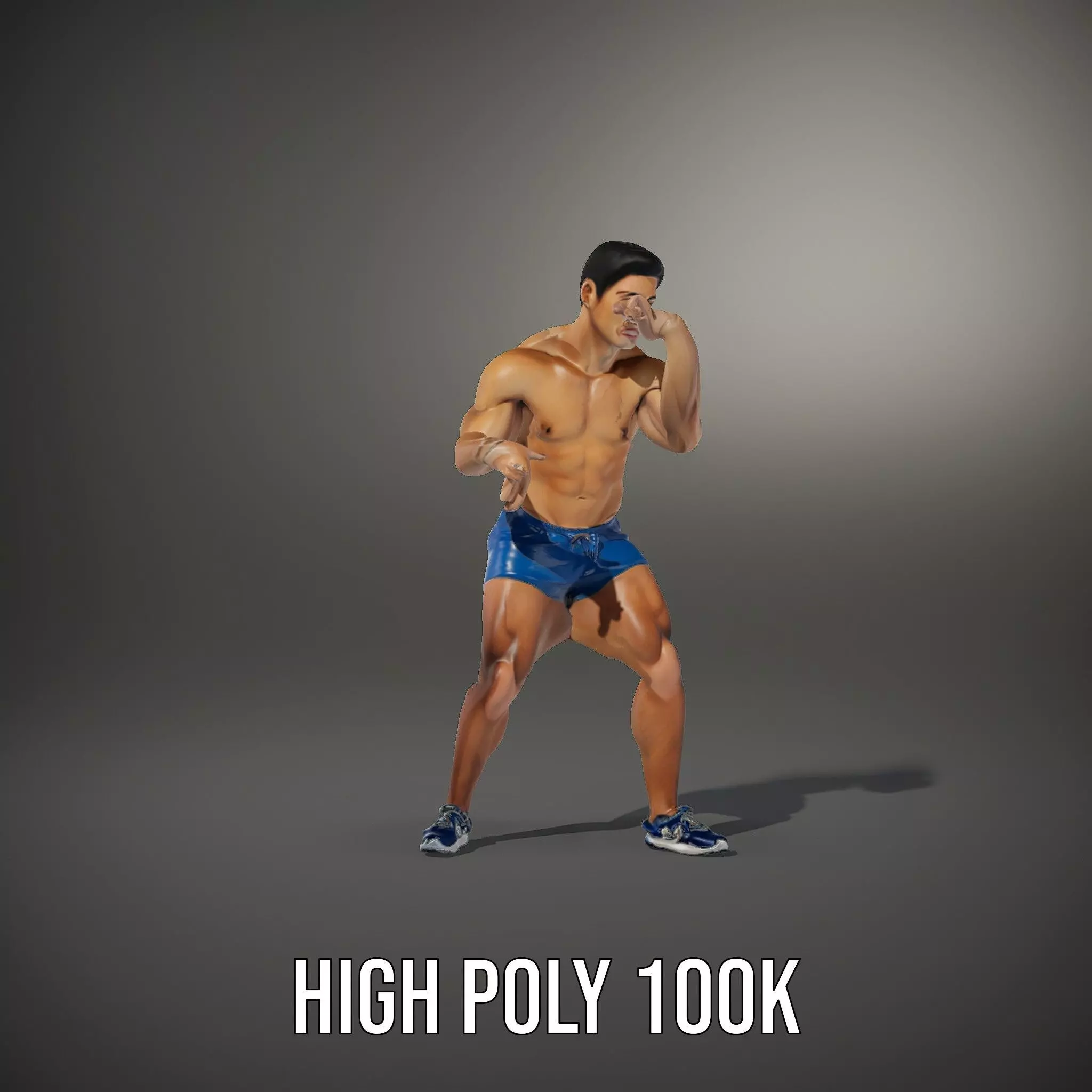 Athletic Male Figure Model Pack with Textured Details Low-poly 3D model_10