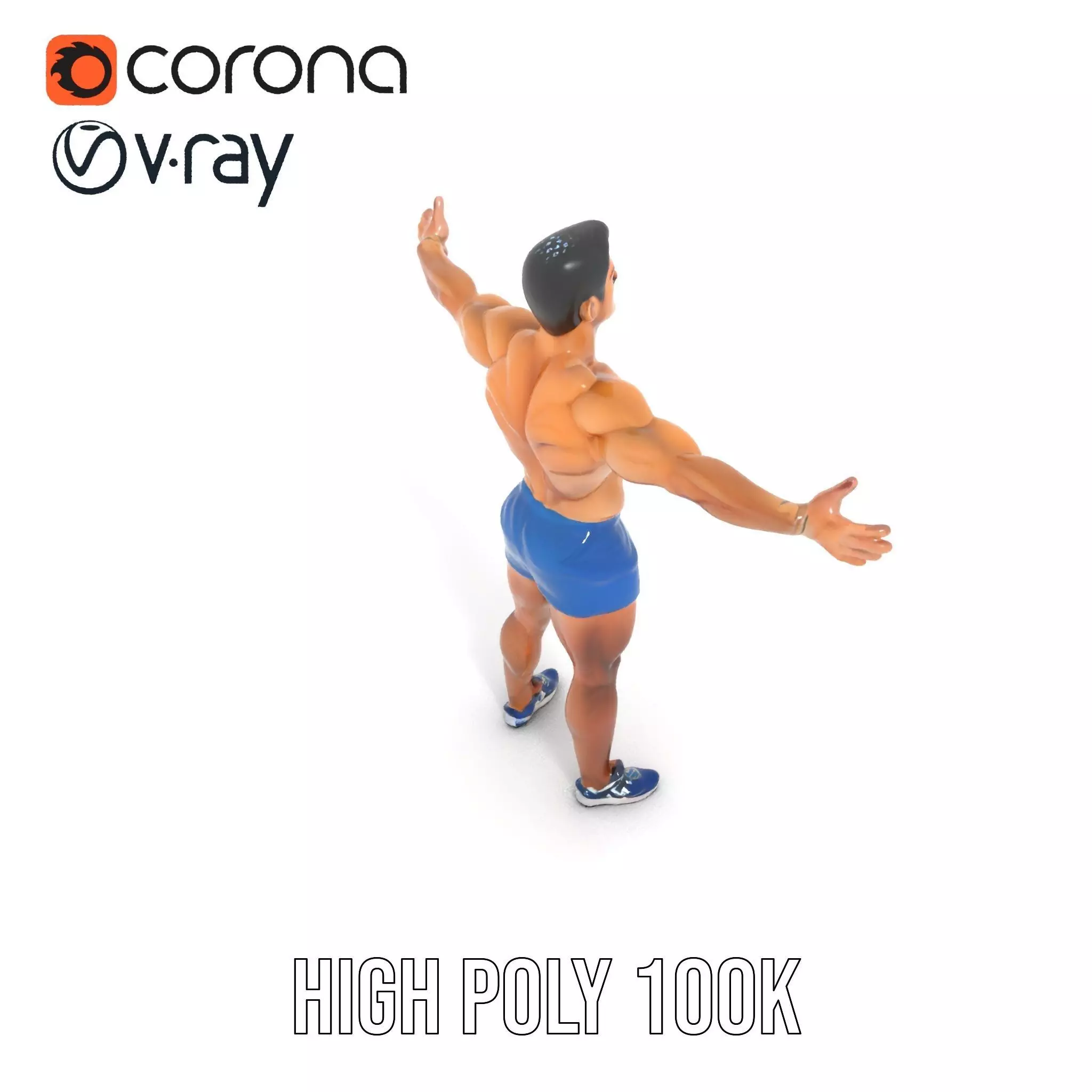 Athletic Male Figure Model Pack with Textured Details Low-poly 3D model_26