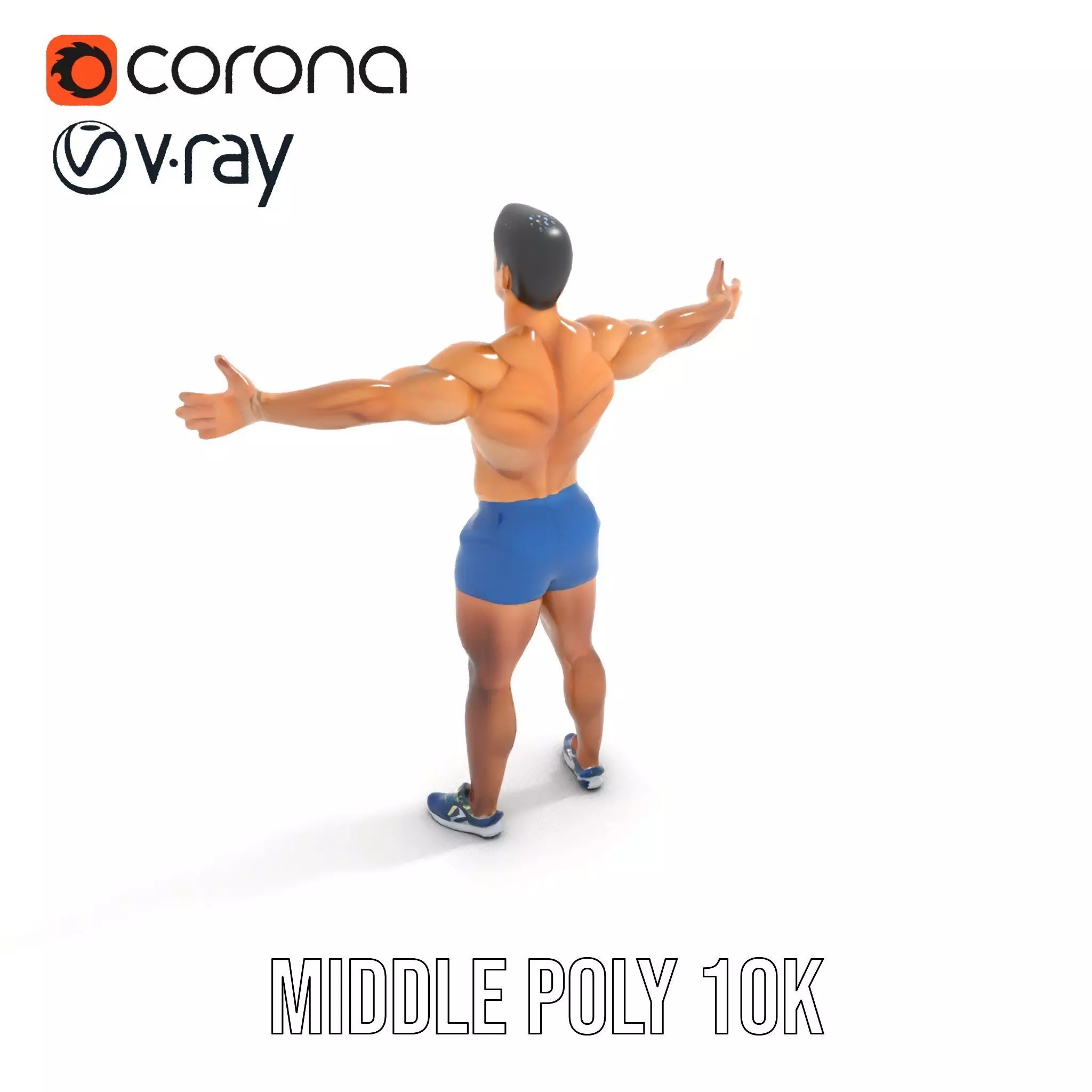 Athletic Male Figure Model Pack with Textured Details Low-poly 3D model_6