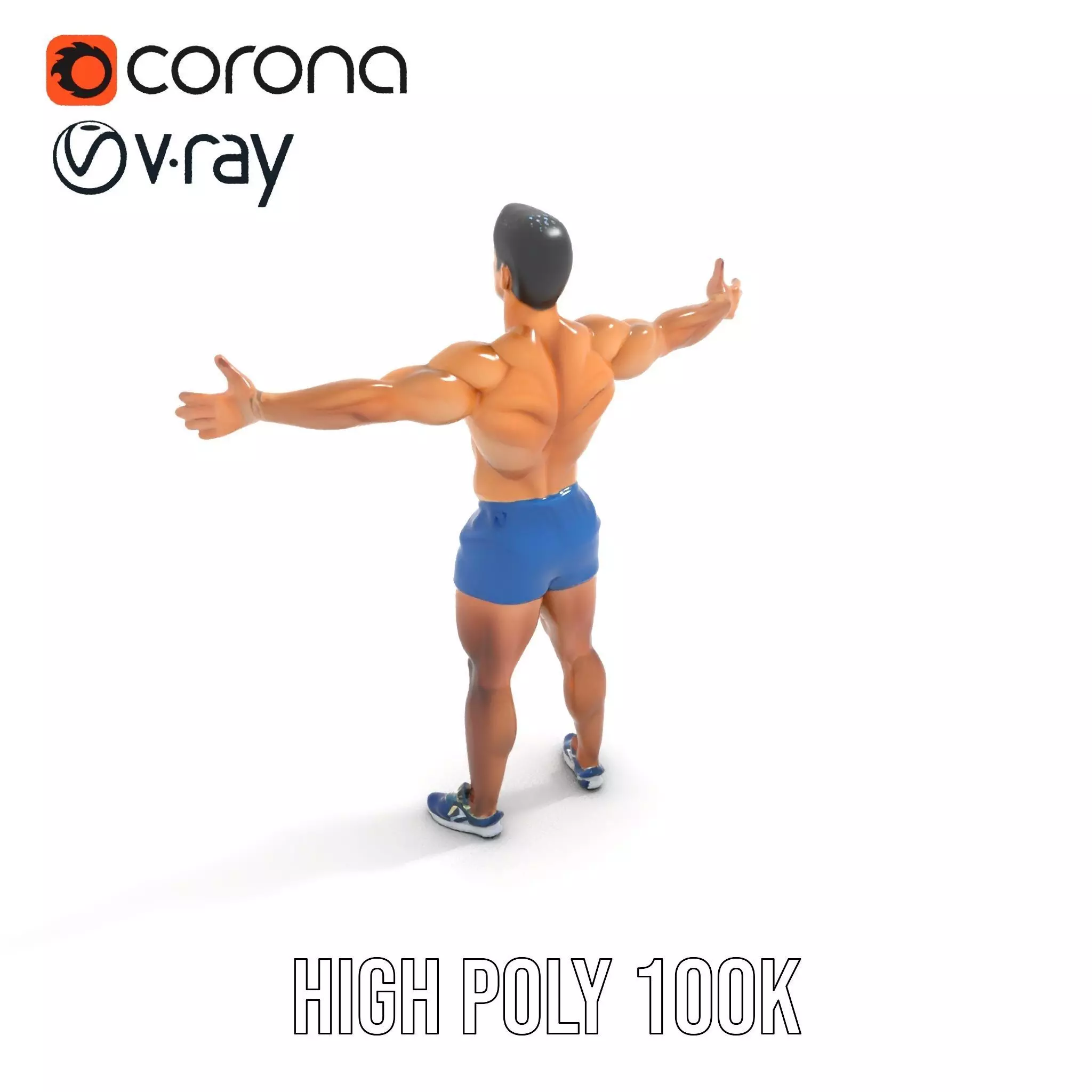 Athletic Male Figure Model Pack with Textured Details Low-poly 3D model_18