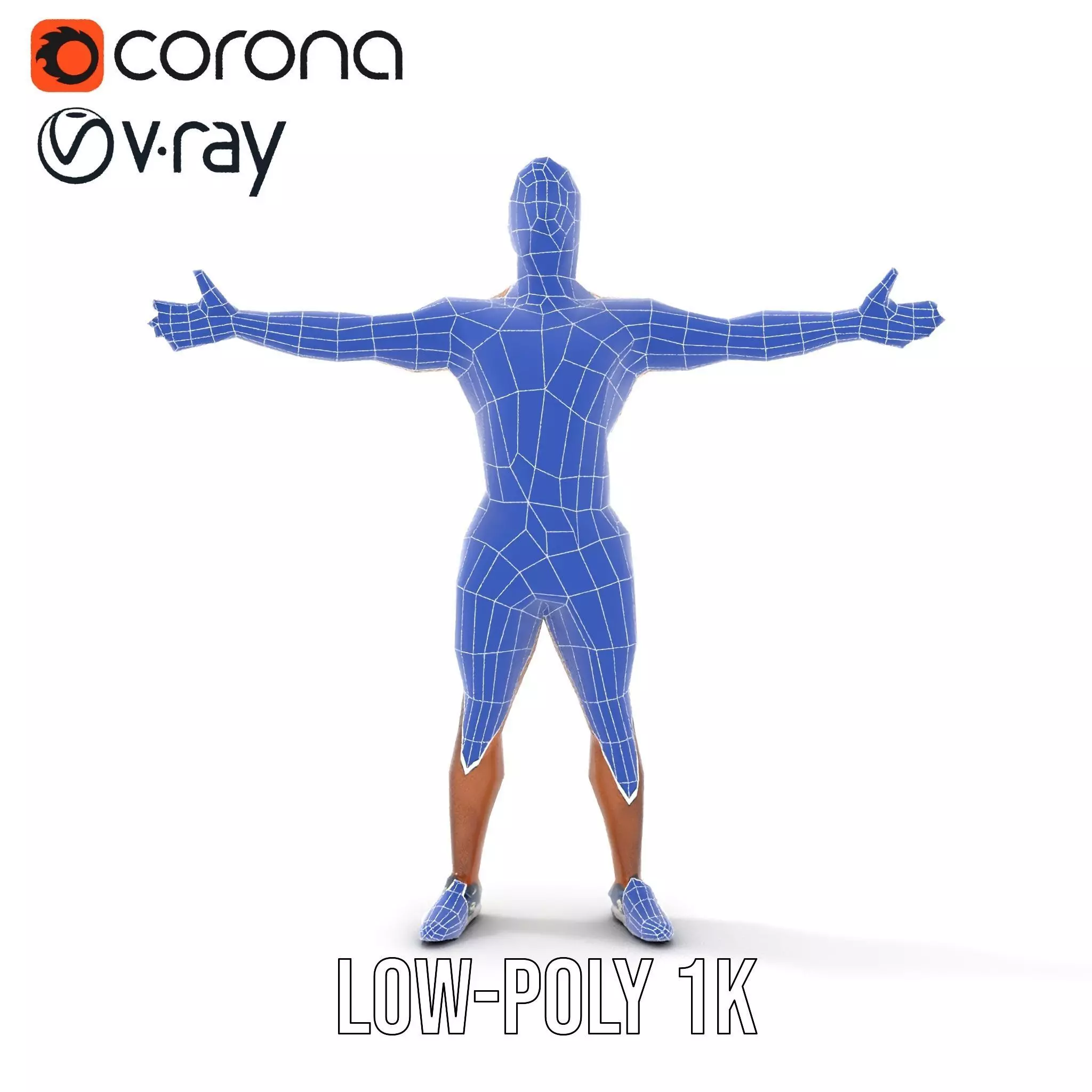 Athletic Male Figure Model Pack with Textured Details Low-poly 3D model_28