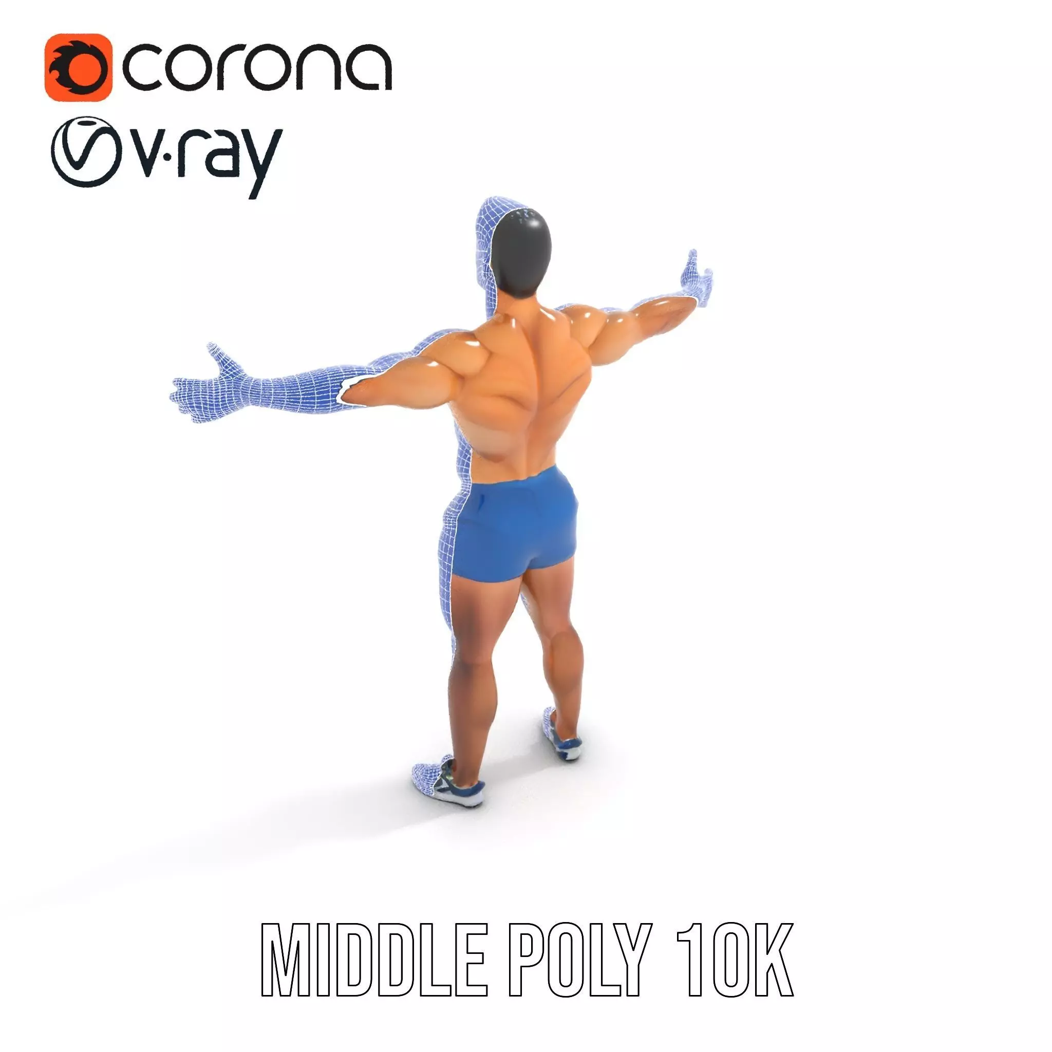 Athletic Male Figure Model Pack with Textured Details Low-poly 3D model_16