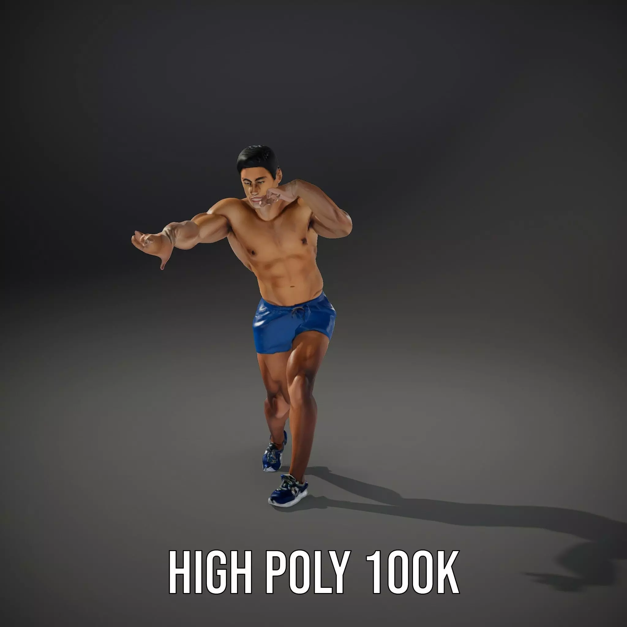 Athletic Male Figure Model Pack with Textured Details Low-poly 3D model_13
