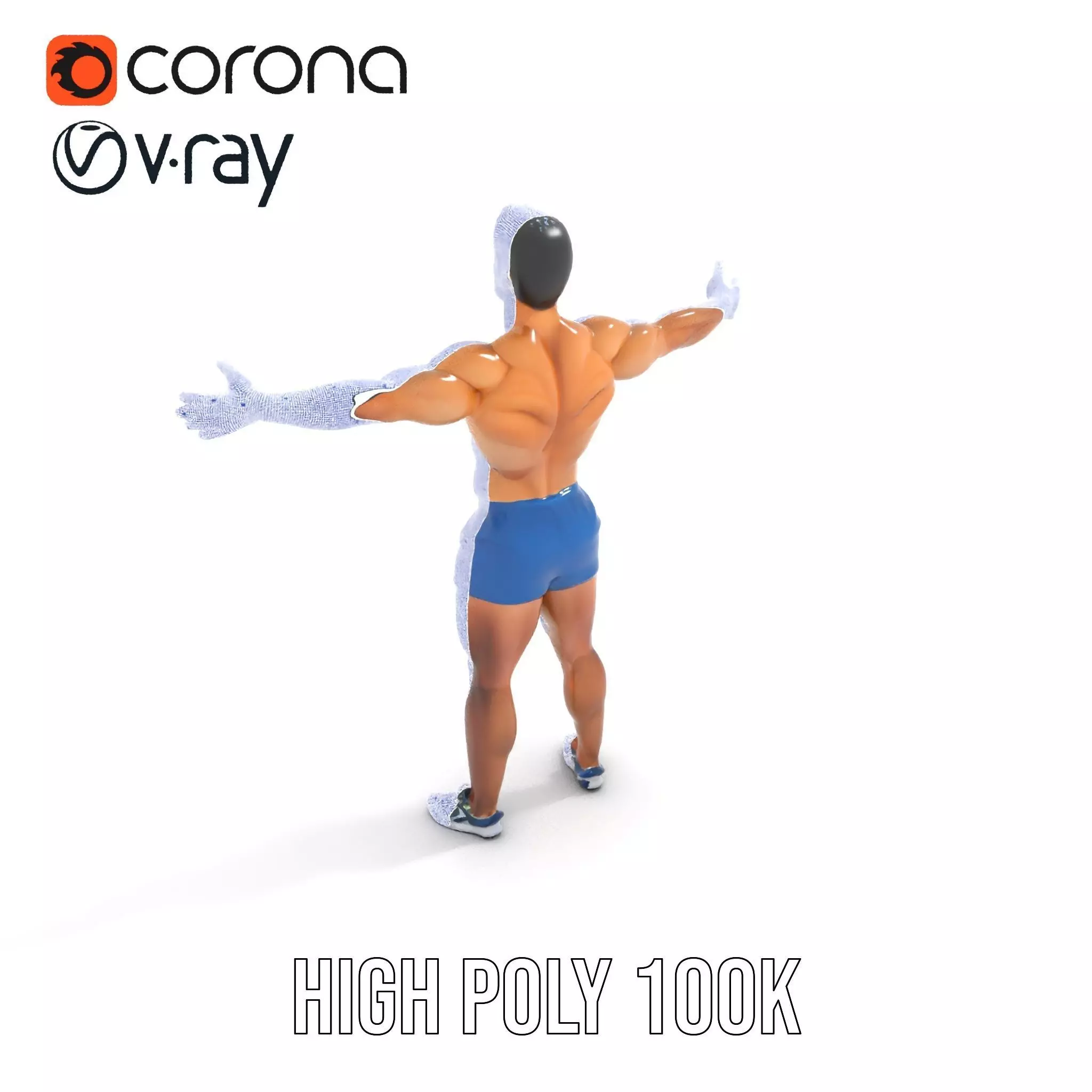 Athletic Male Figure Model Pack with Textured Details Low-poly 3D model_21