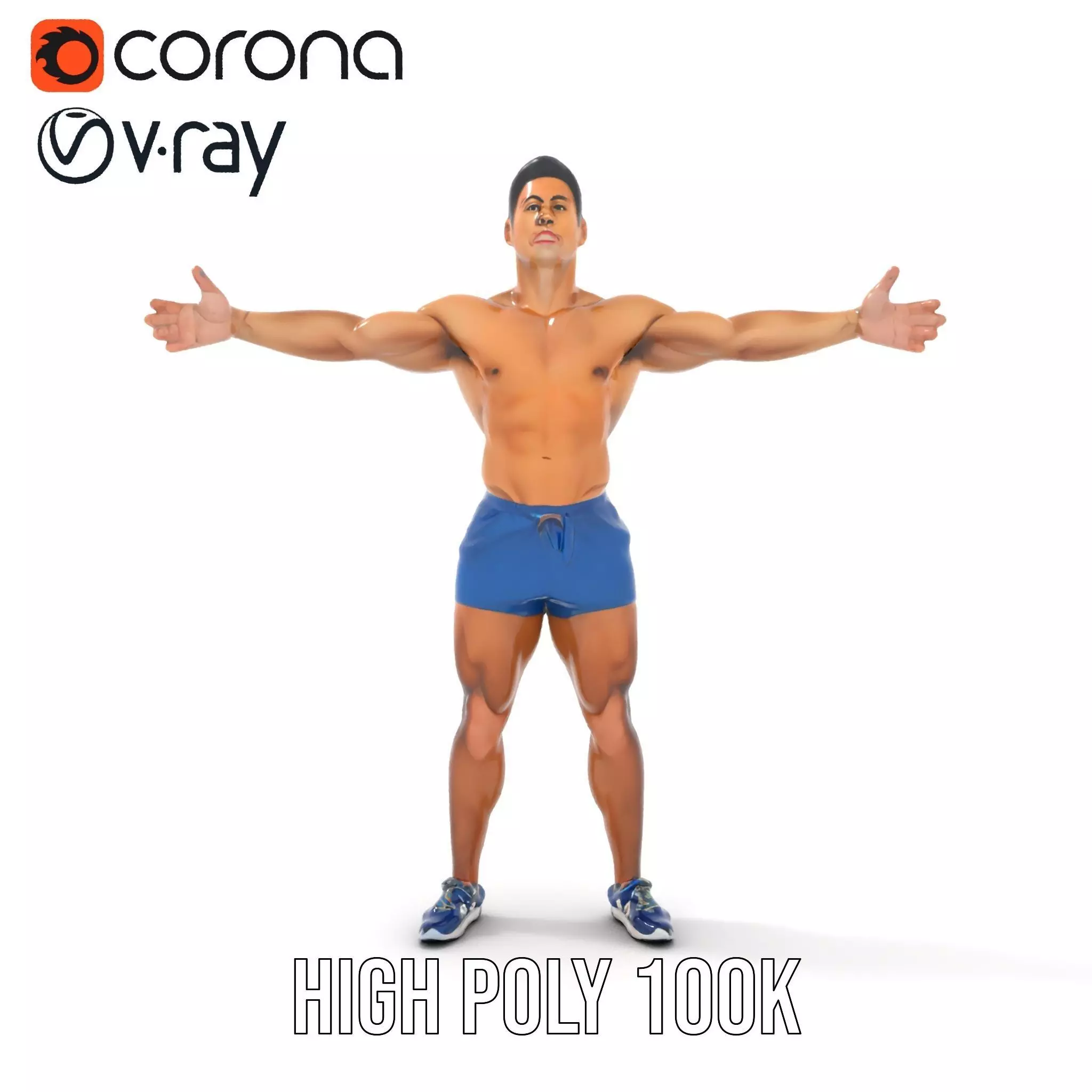Athletic Male Figure Model Pack with Textured Details Low-poly 3D model_32