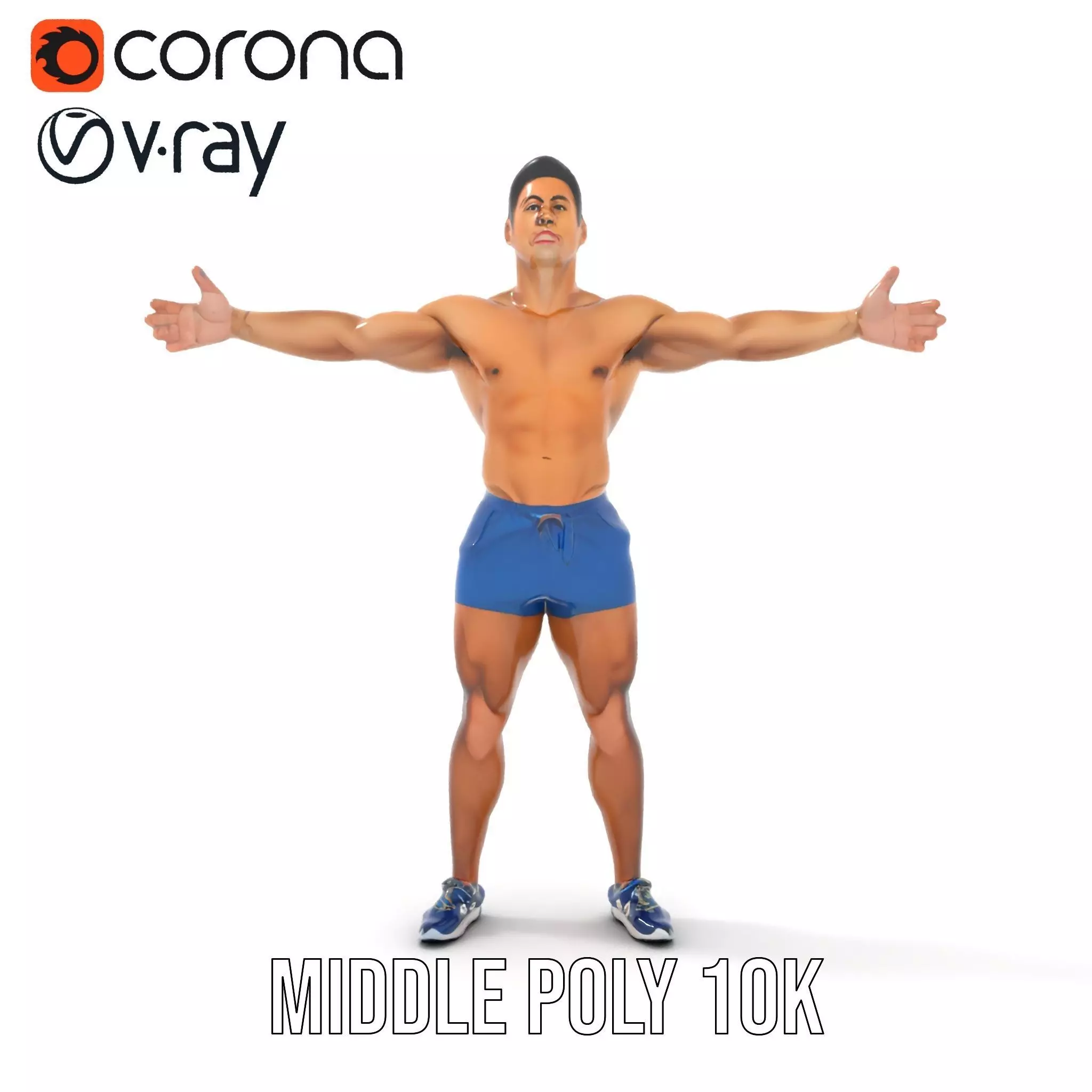 Athletic Male Figure Model Pack with Textured Details Low-poly 3D model_24
