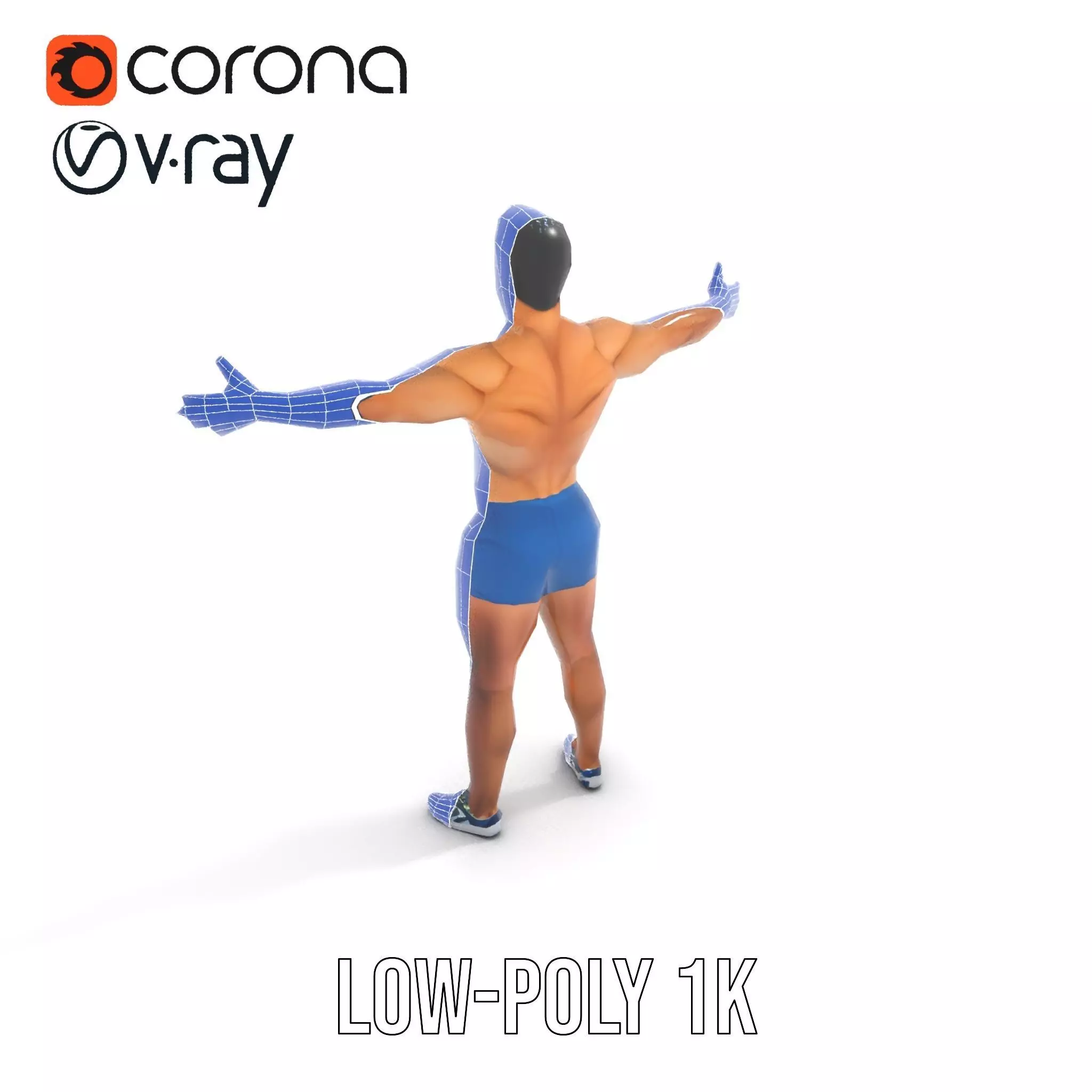 Athletic Male Figure Model Pack with Textured Details Low-poly 3D model_23