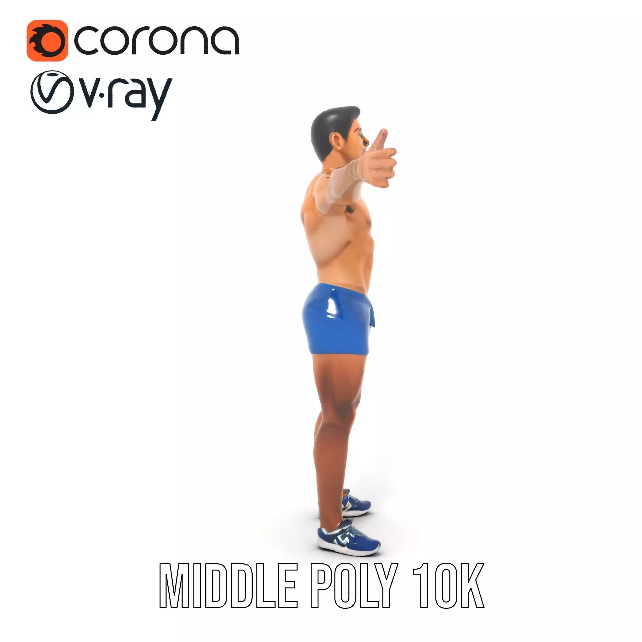Athletic Male Figure Model Pack with Textured Details Low-poly 3D model_19