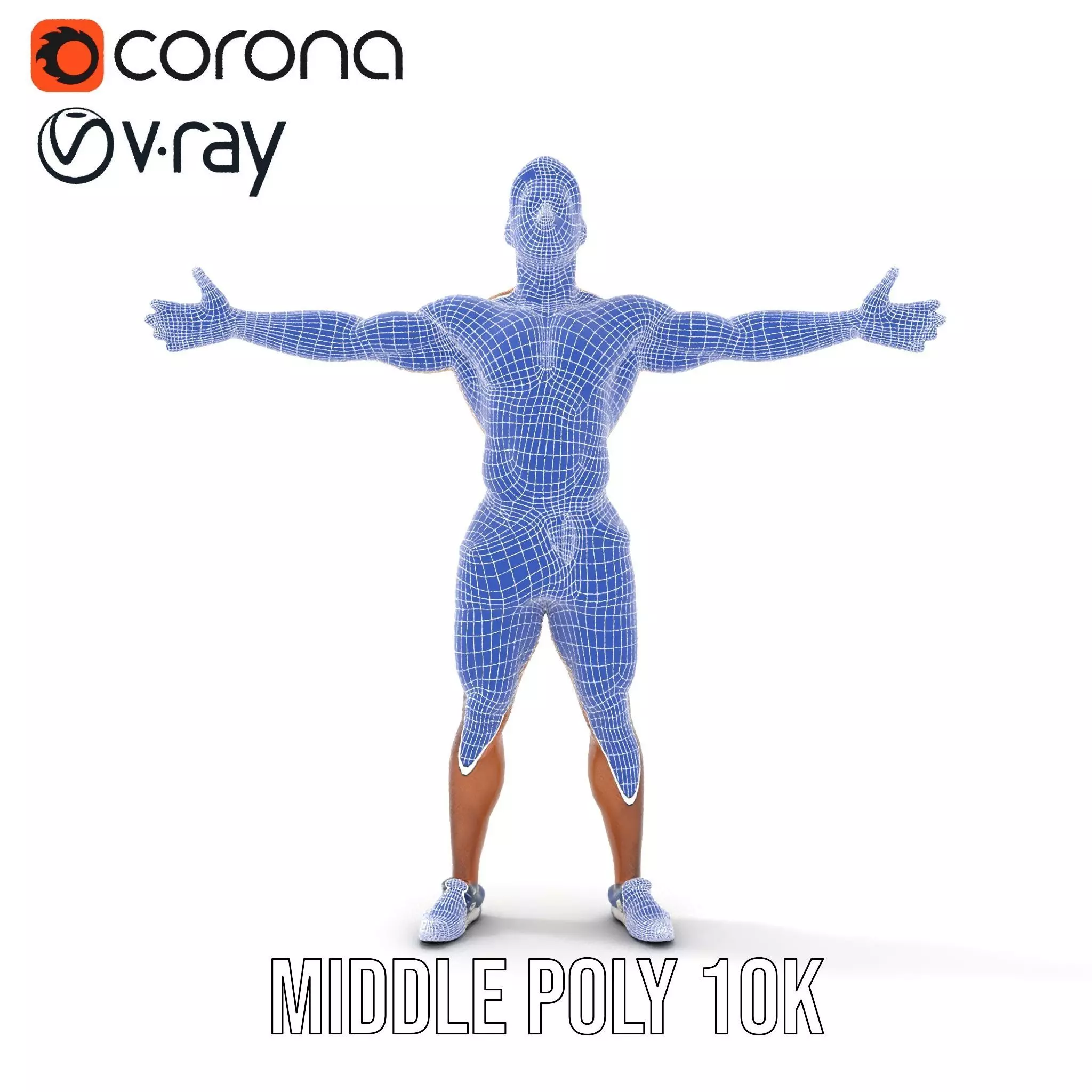 Athletic Male Figure Model Pack with Textured Details Low-poly 3D model_27