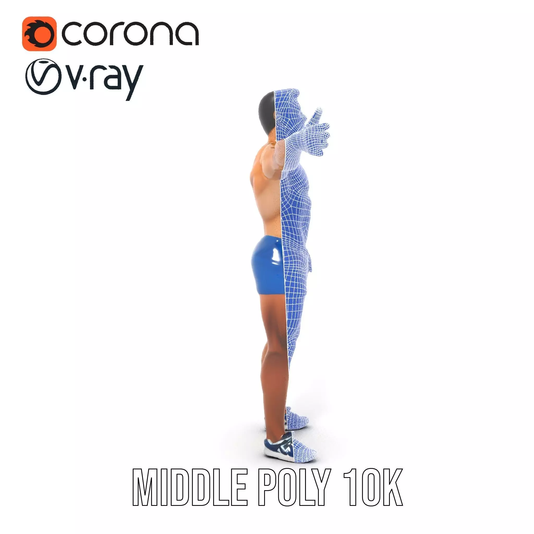 Athletic Male Figure Model Pack with Textured Details Low-poly 3D model_30