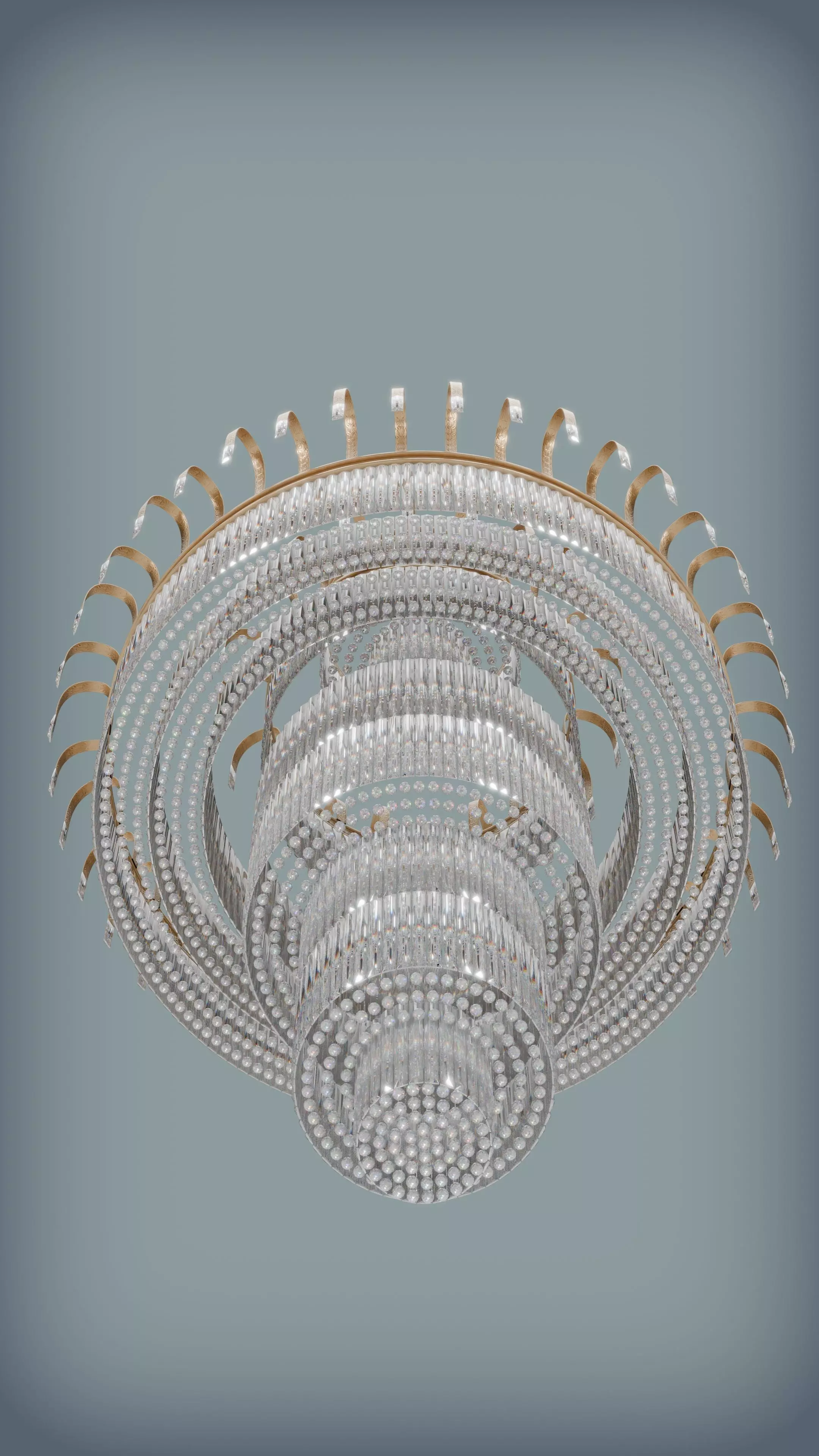 Grand Luxury Multi-Tier Crystal Chandelier 3D model_1