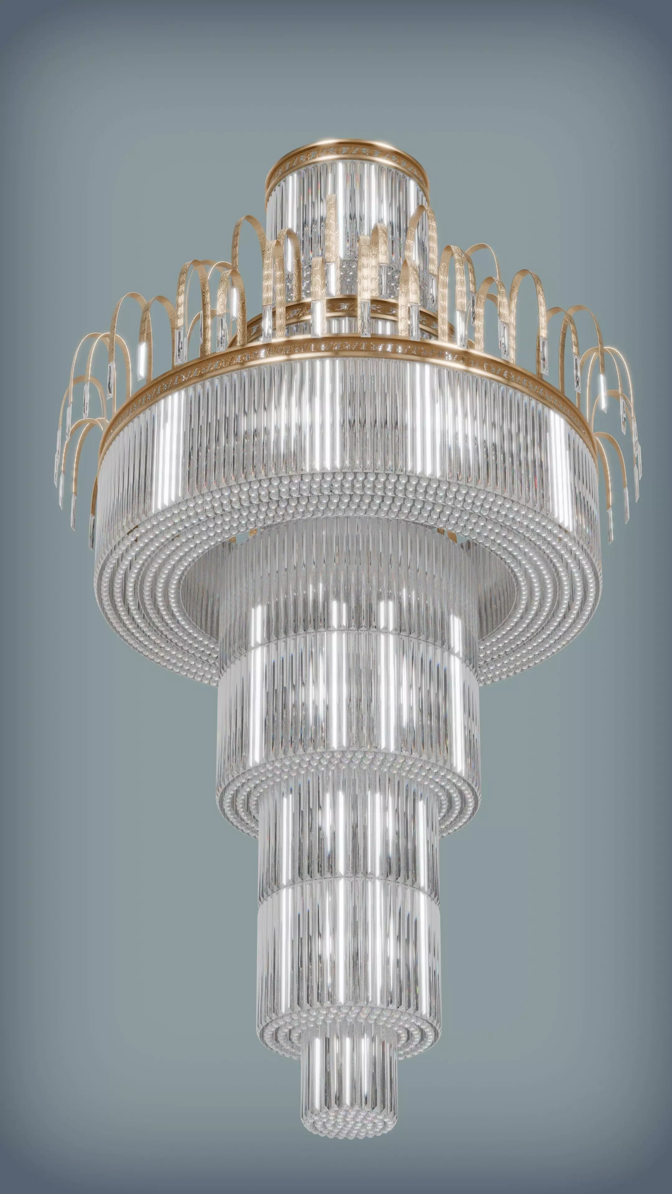 Grand Luxury Multi-Tier Crystal Chandelier 3D model_2