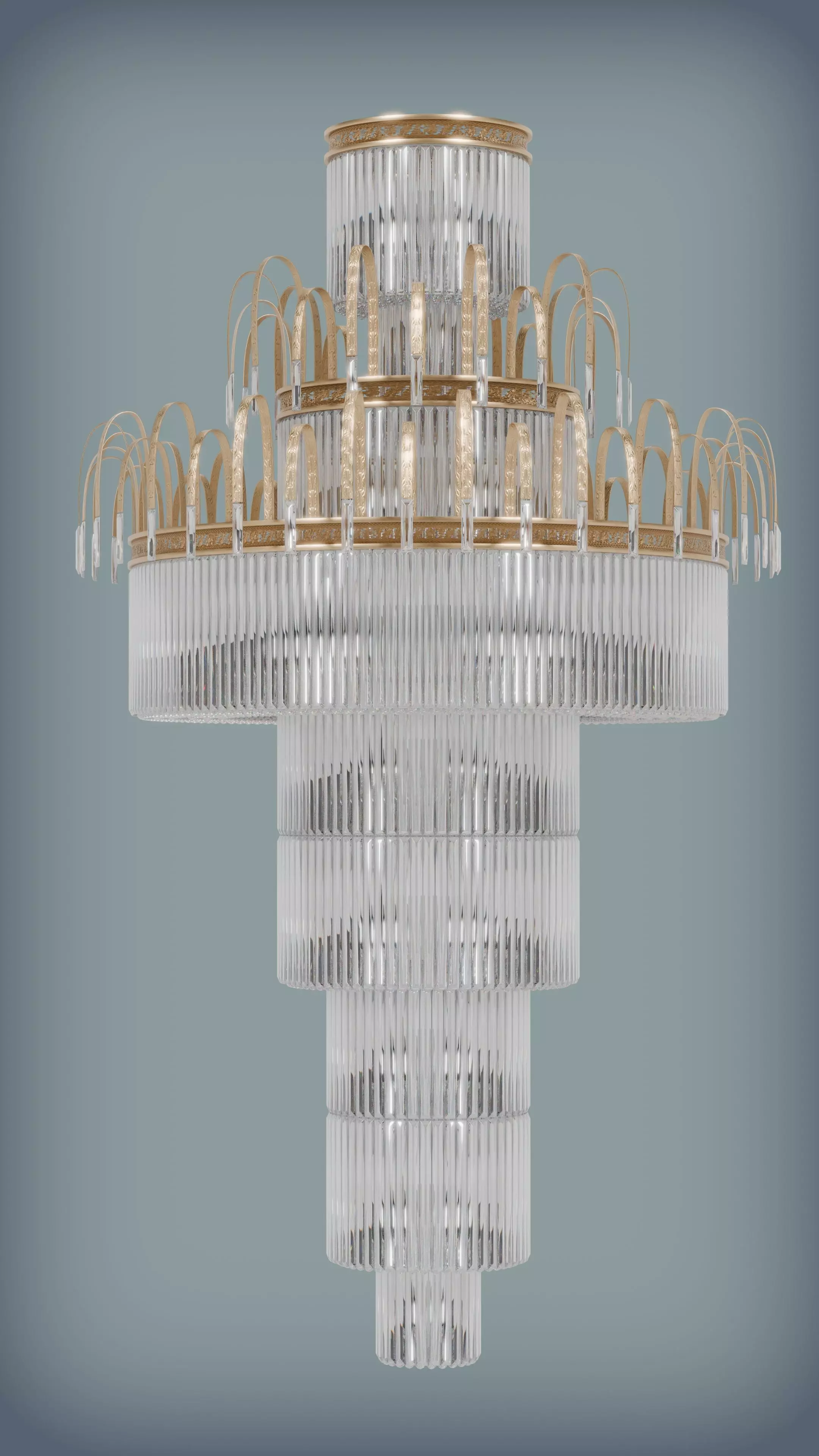 Grand Luxury Multi-Tier Crystal Chandelier 3D model_0
