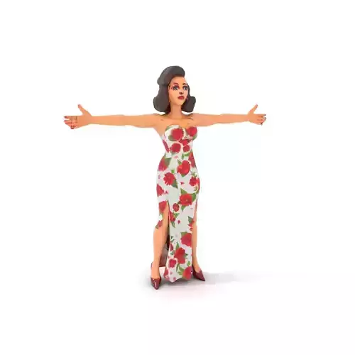 Female Character in Floral Dress Model Pack Low-poly 3D model