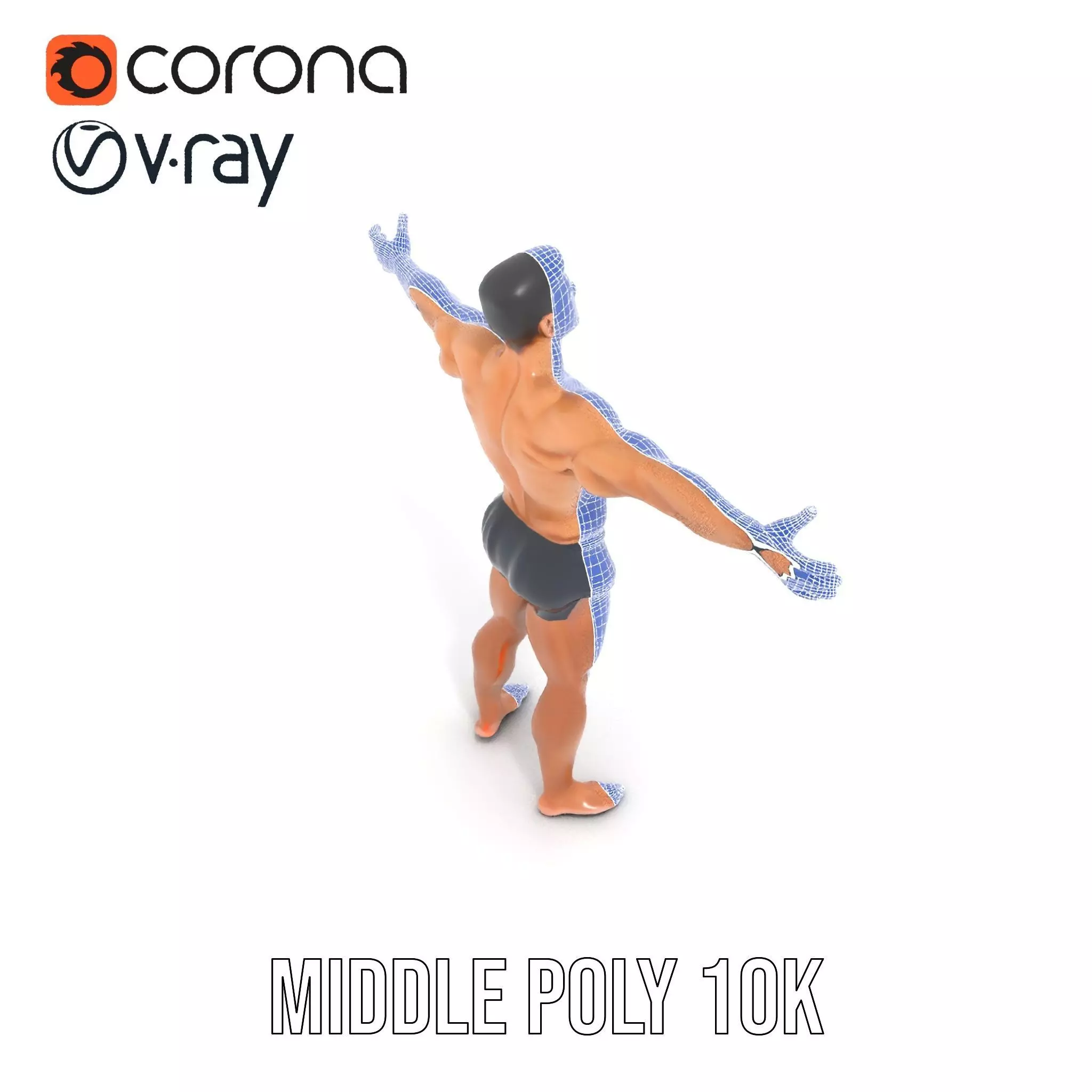 Athletic Male Figure Model Pack for Animation and Games Low-poly 3D model_16