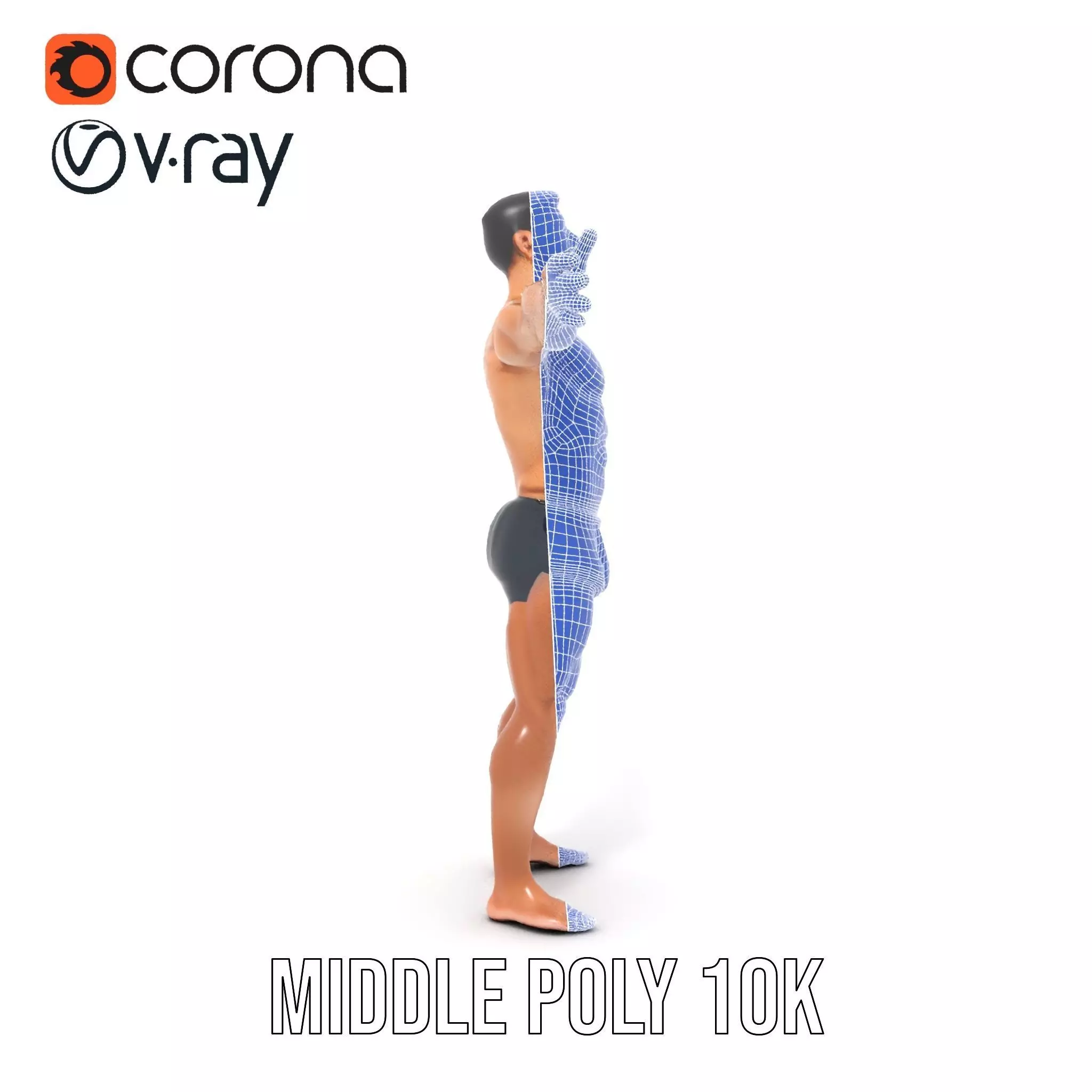 Athletic Male Figure Model Pack for Animation and Games Low-poly 3D model_19