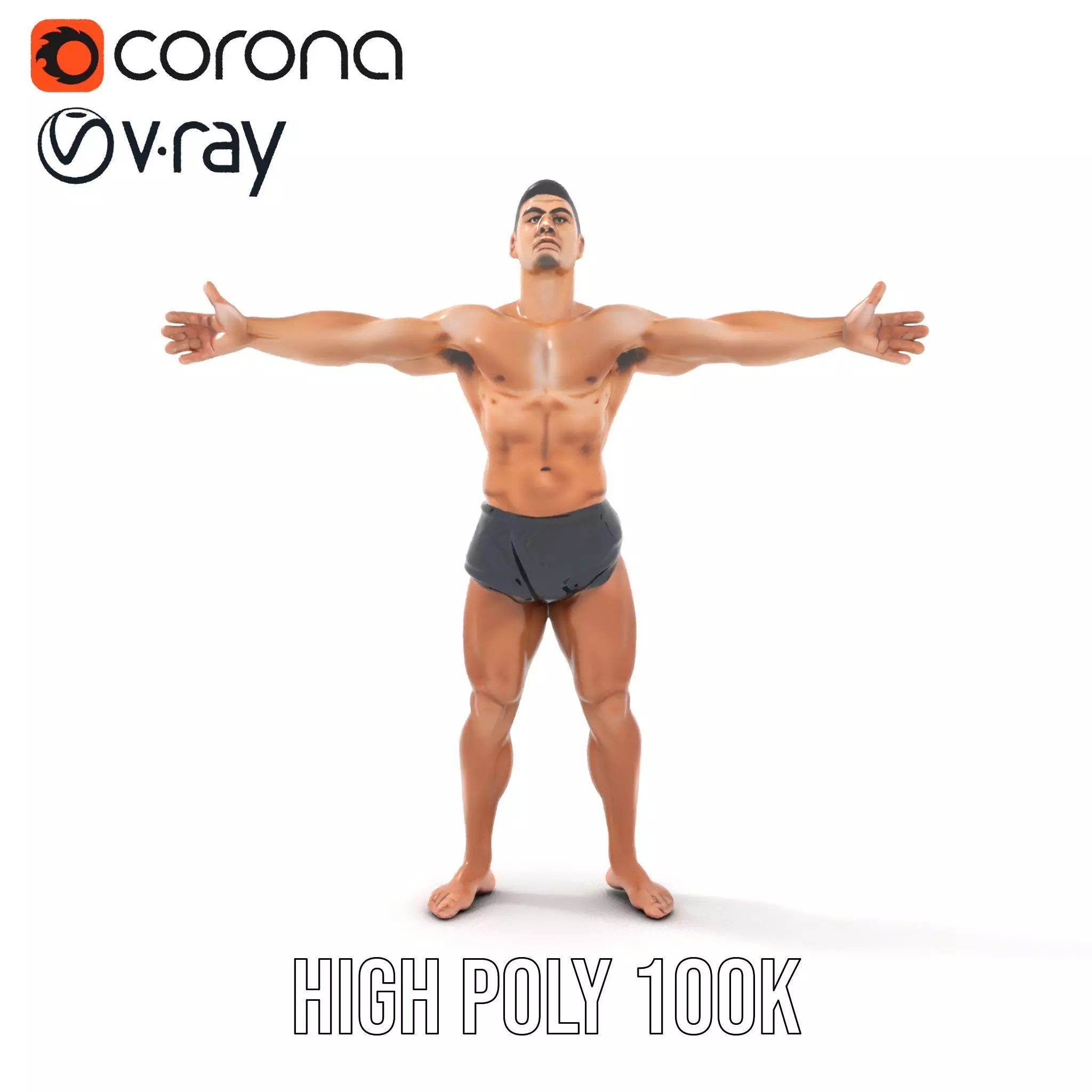Athletic Male Figure Model Pack for Animation and Games Low-poly 3D model_30