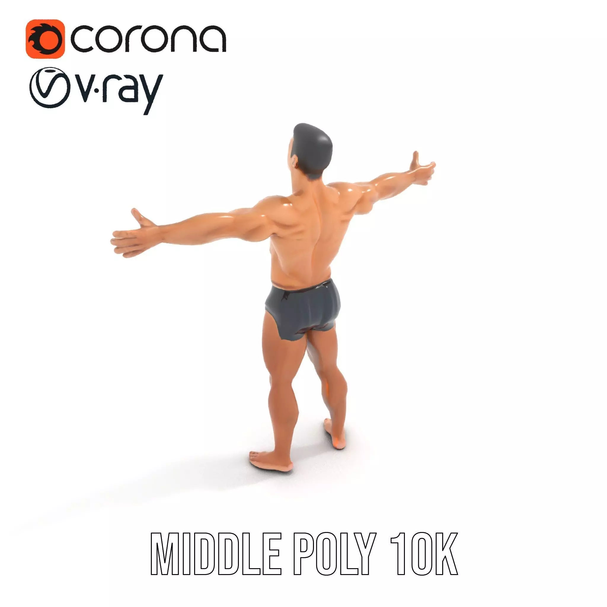 Athletic Male Figure Model Pack for Animation and Games Low-poly 3D model_6