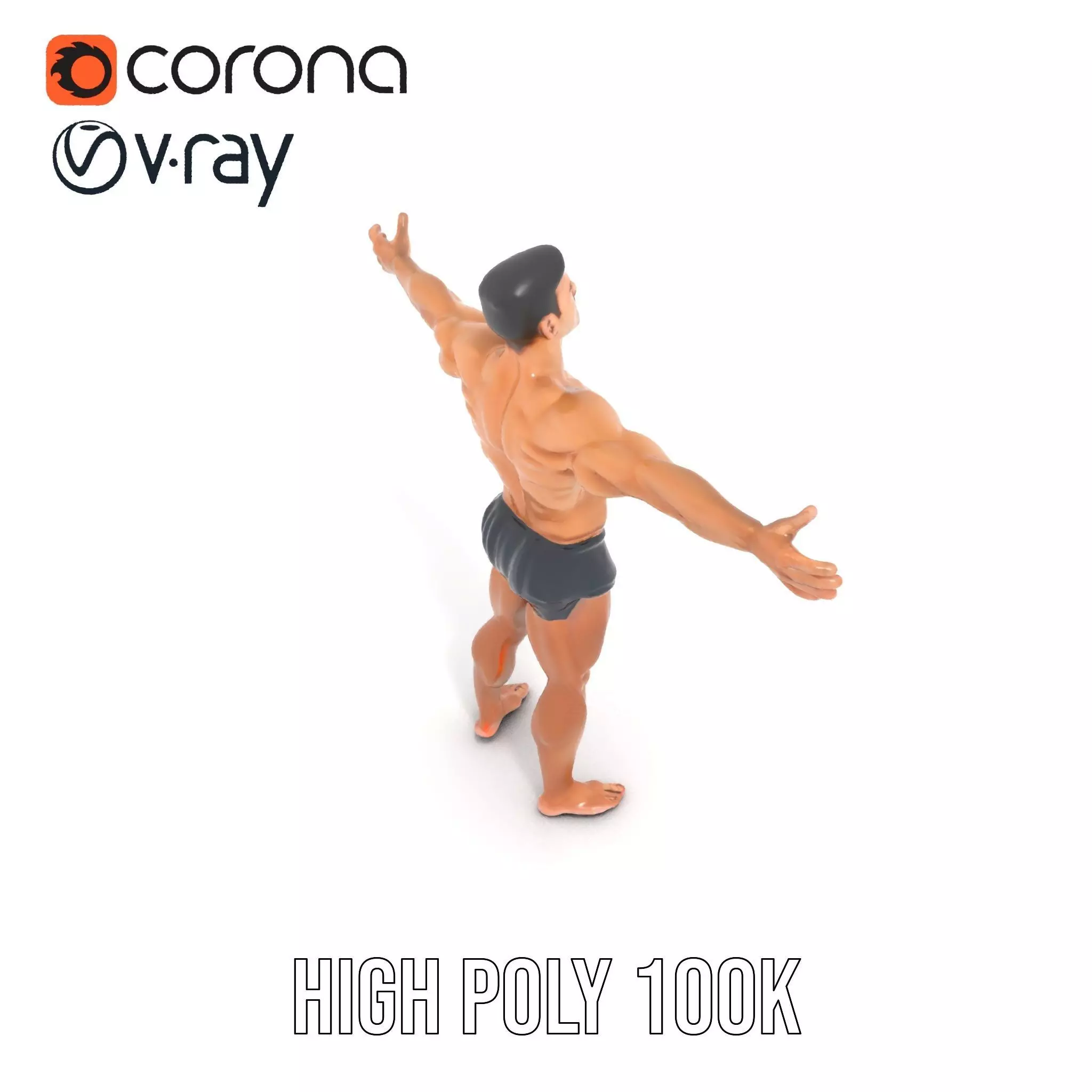 Athletic Male Figure Model Pack for Animation and Games Low-poly 3D model_12