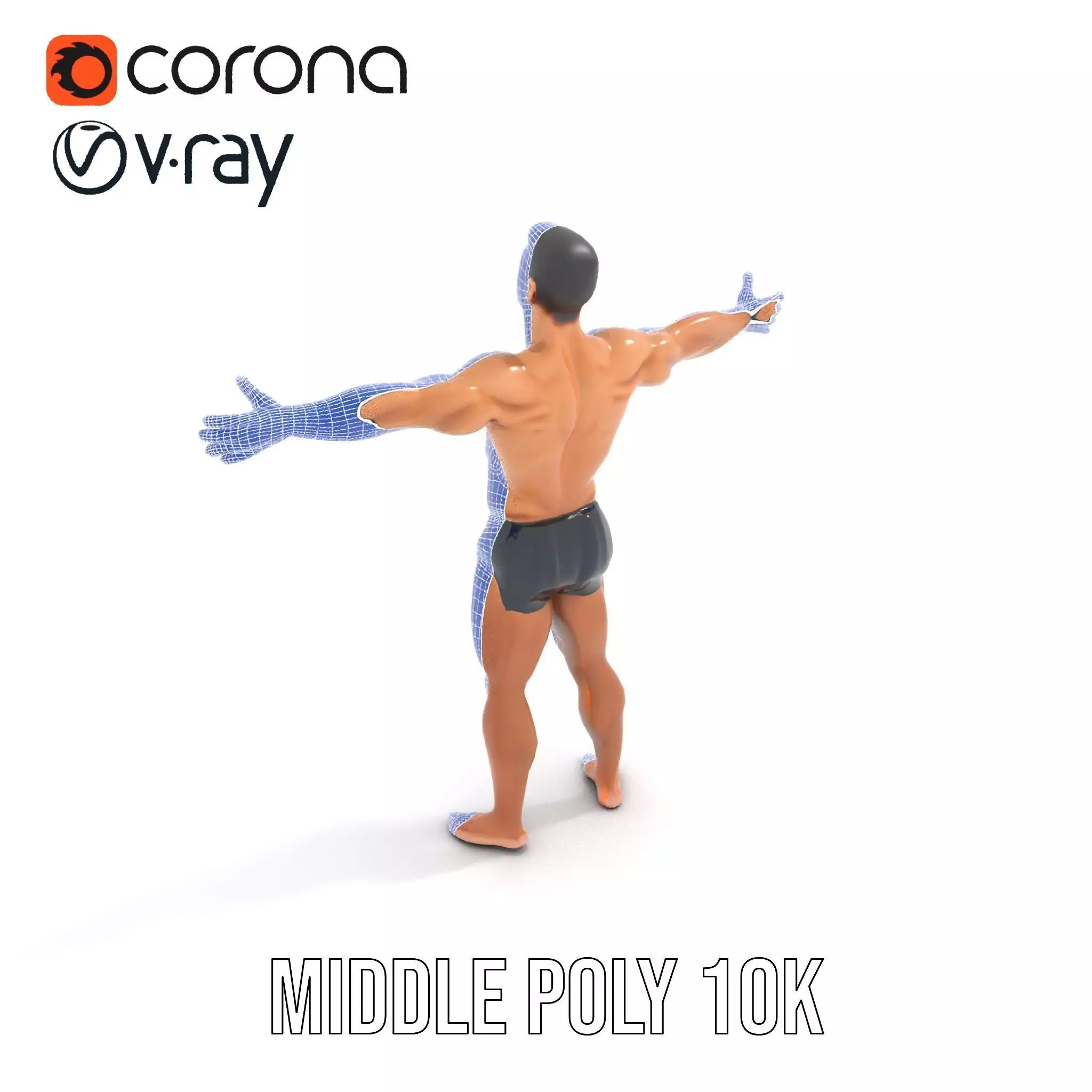 Athletic Male Figure Model Pack for Animation and Games Low-poly 3D model_22