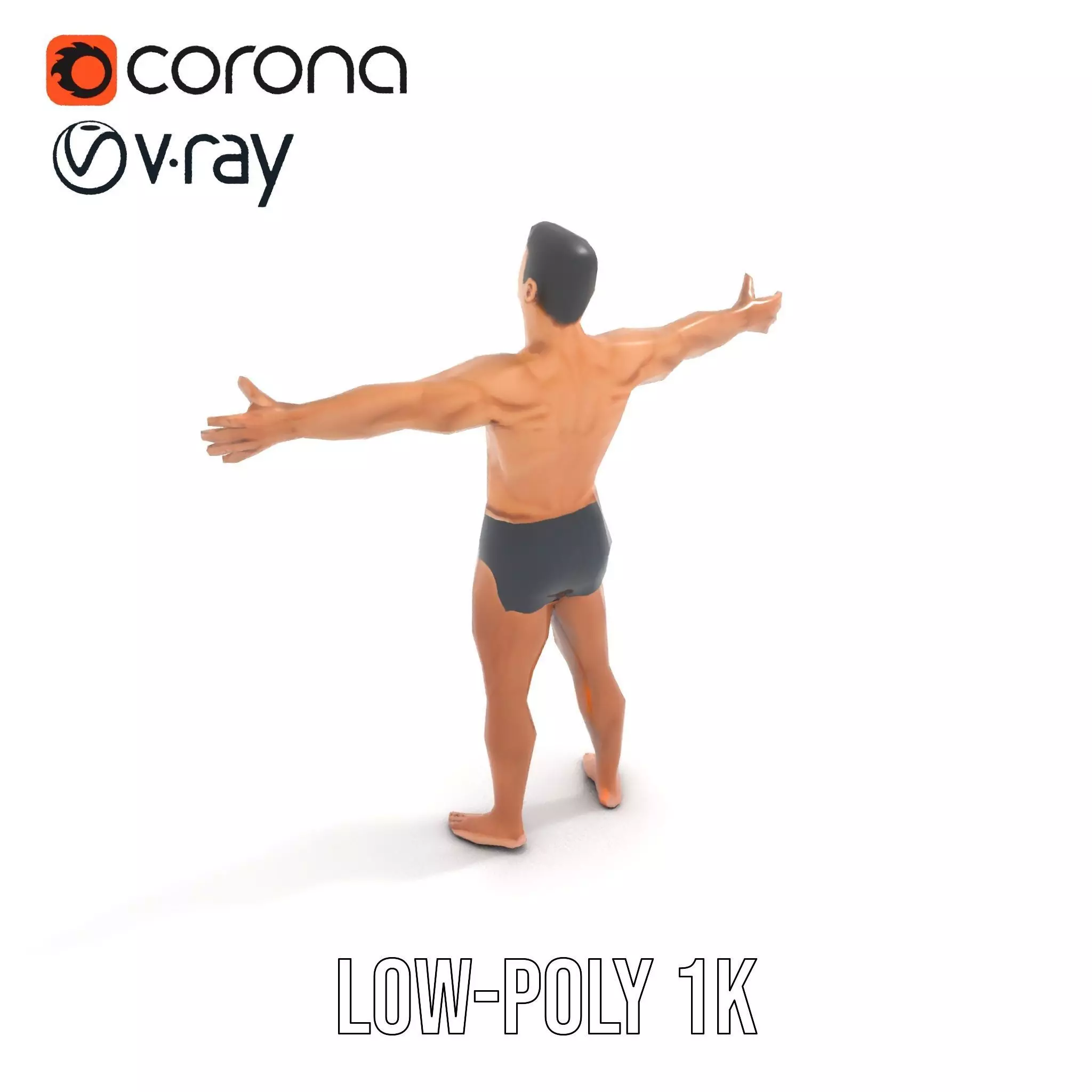 Athletic Male Figure Model Pack for Animation and Games Low-poly 3D model_26