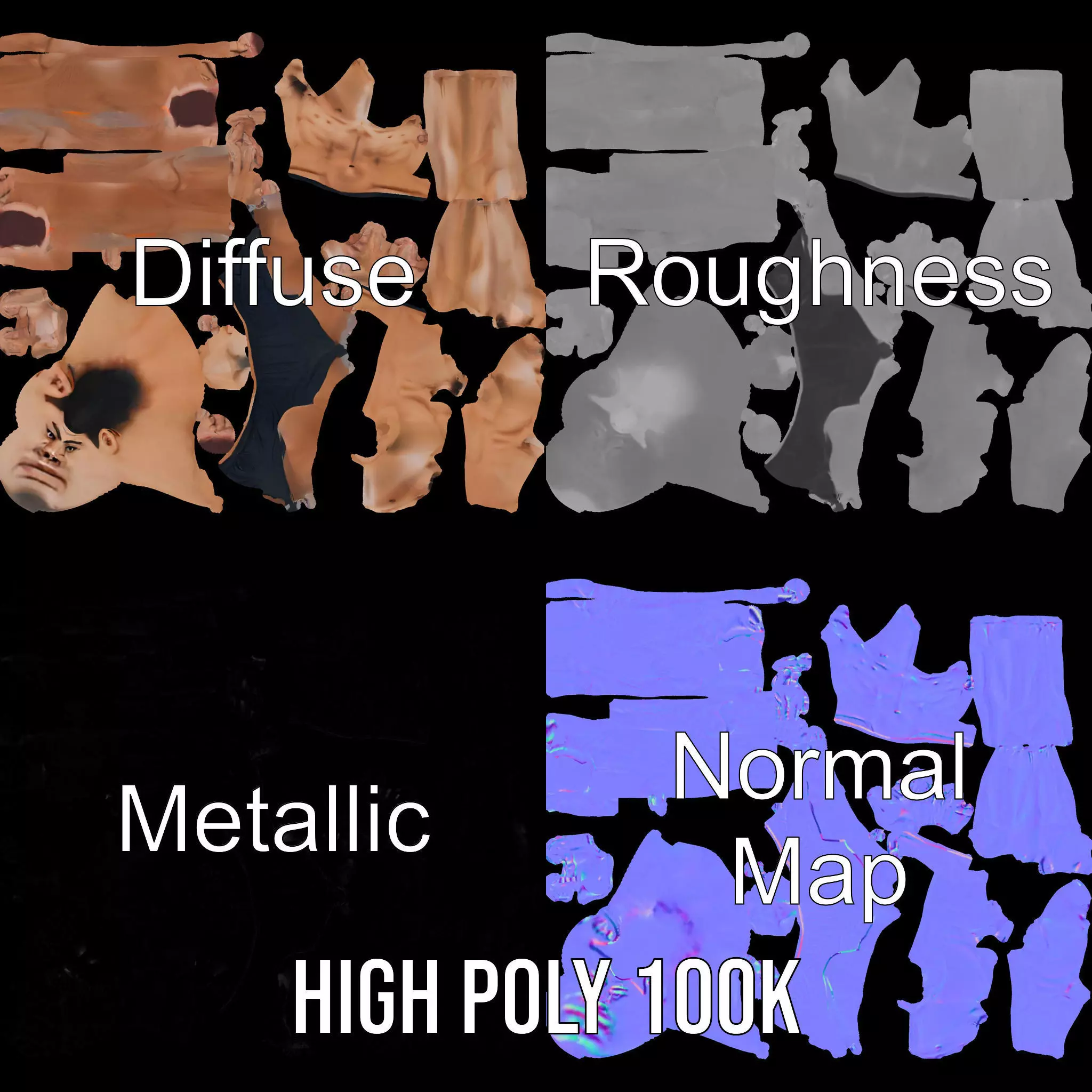 Athletic Male Figure Model Pack for Animation and Games Low-poly 3D model_4