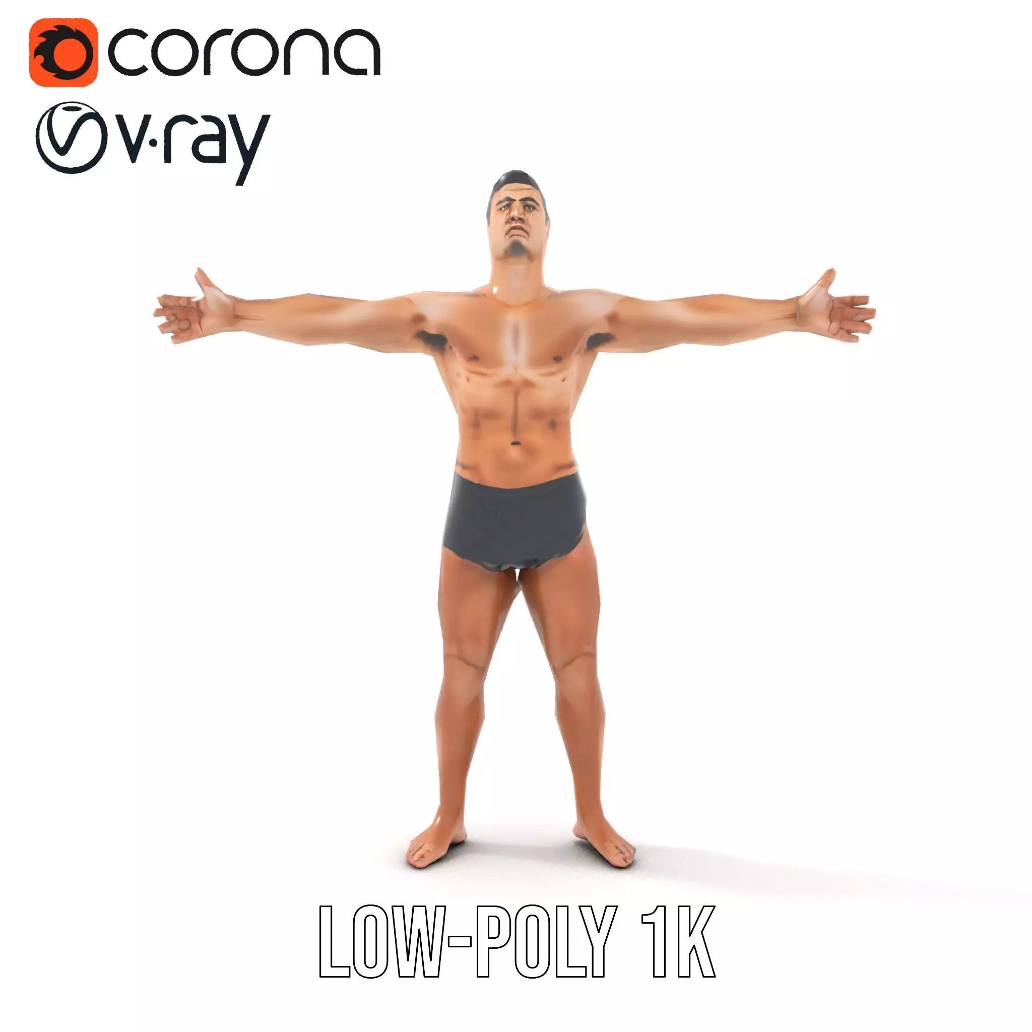 Athletic Male Figure Model Pack for Animation and Games Low-poly 3D model_20