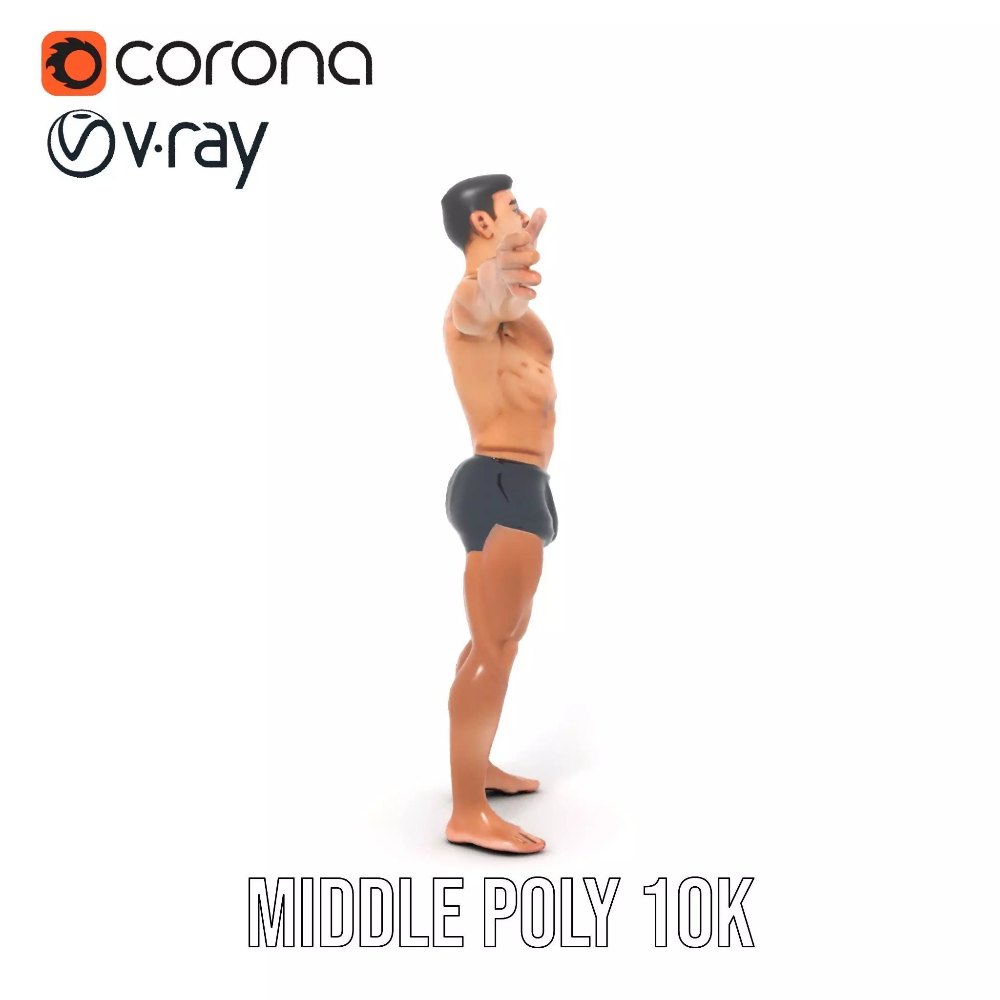 Athletic Male Figure Model Pack for Animation and Games Low-poly 3D model_31