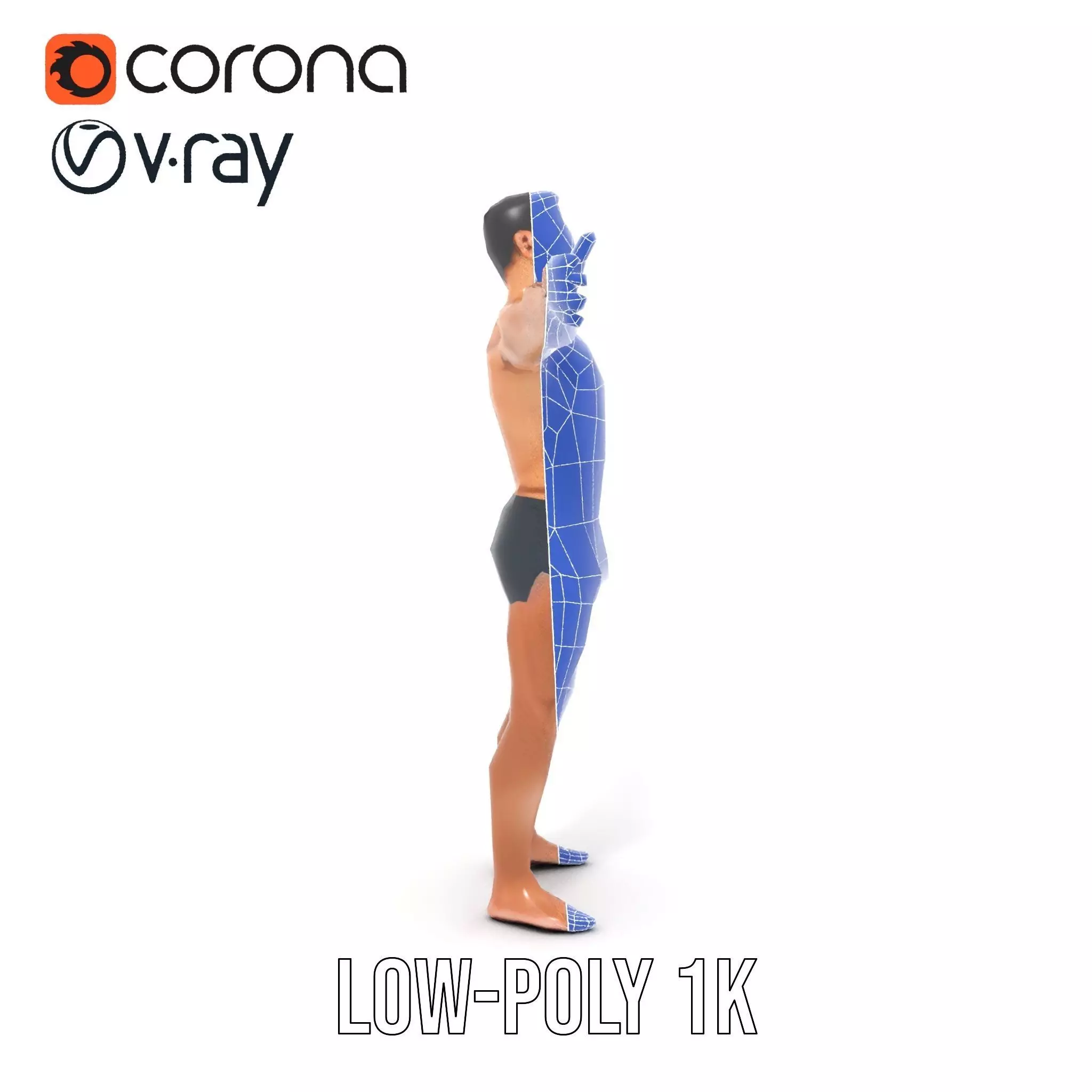 Athletic Male Figure Model Pack for Animation and Games Low-poly 3D model_32