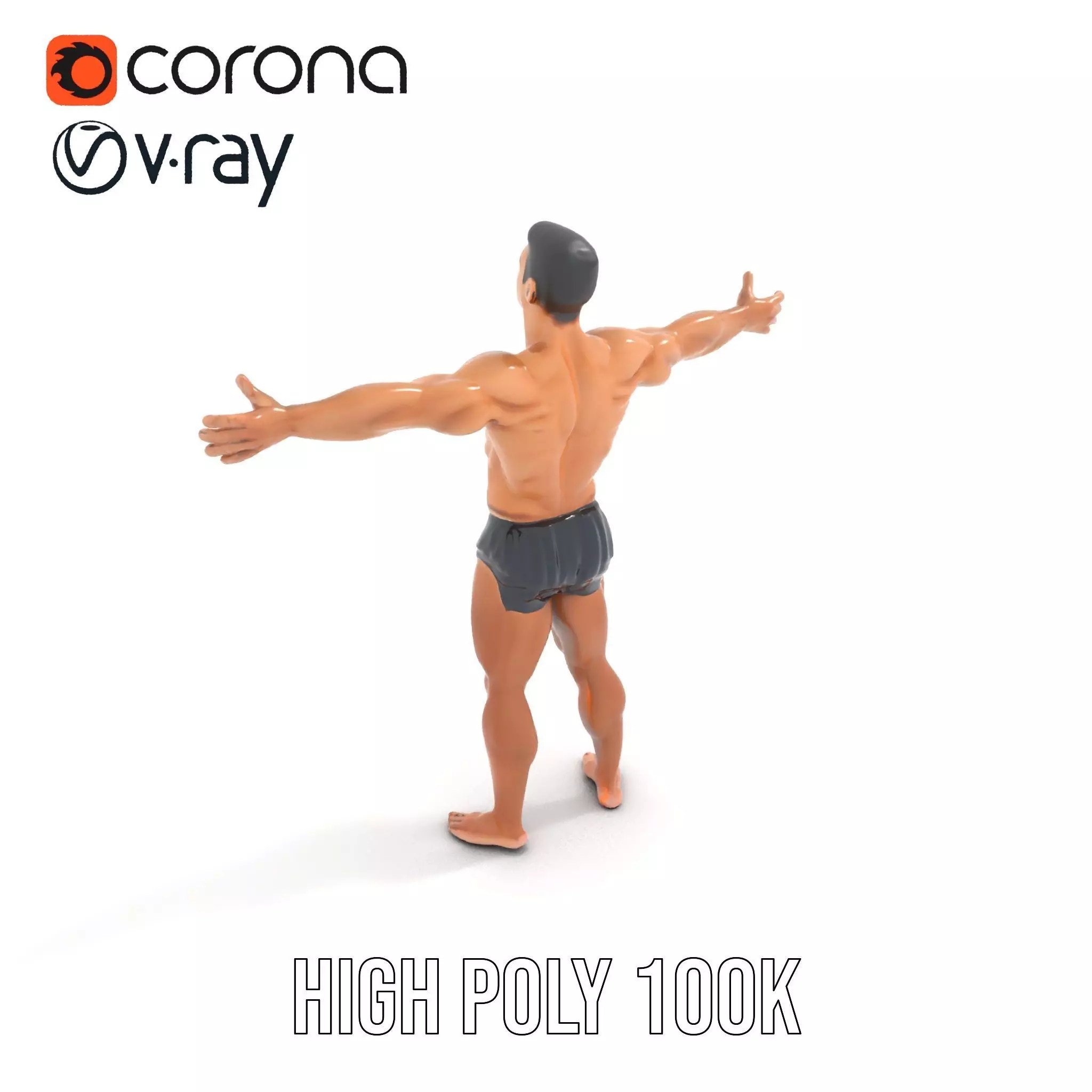 Athletic Male Figure Model Pack for Animation and Games Low-poly 3D model_15