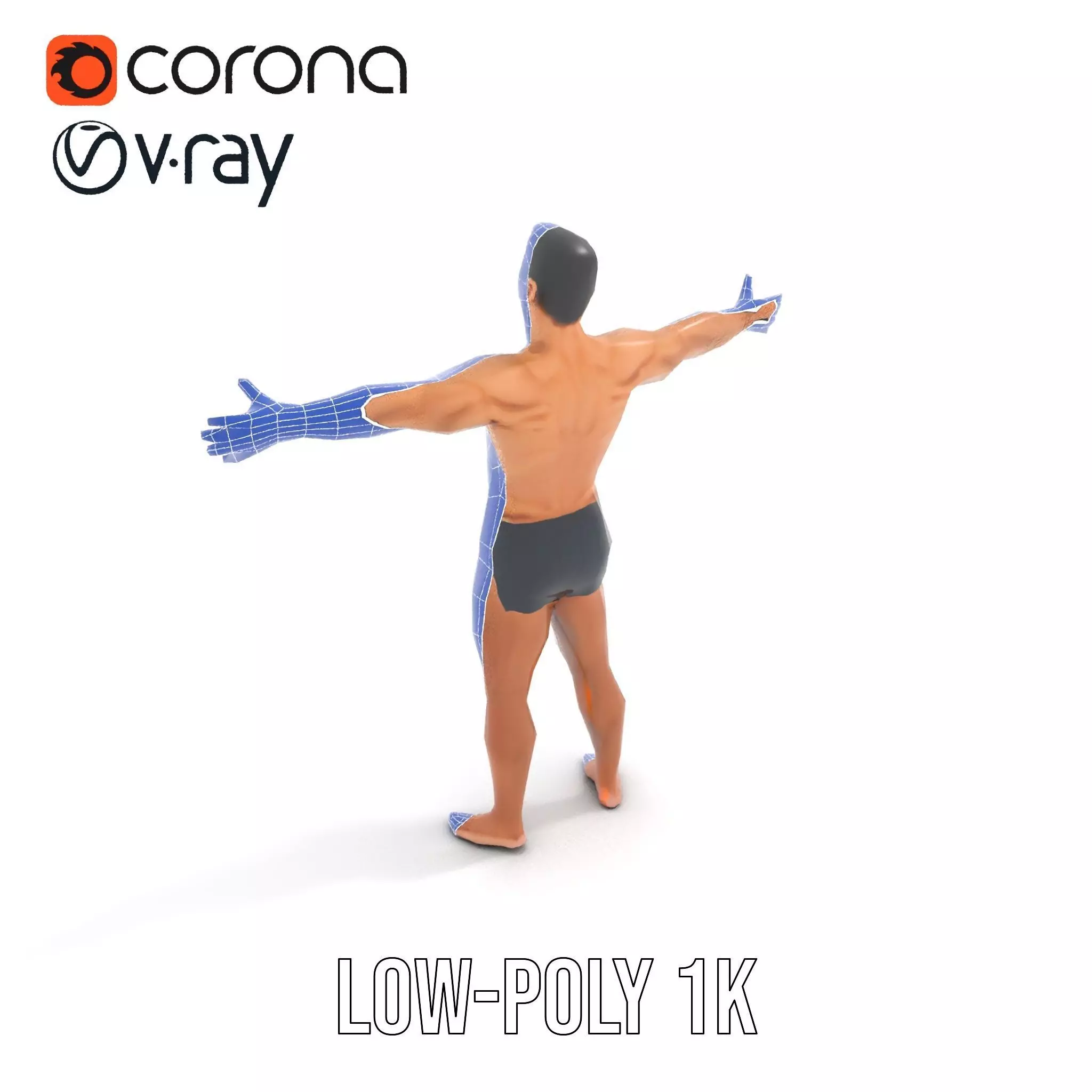 Athletic Male Figure Model Pack for Animation and Games Low-poly 3D model_29