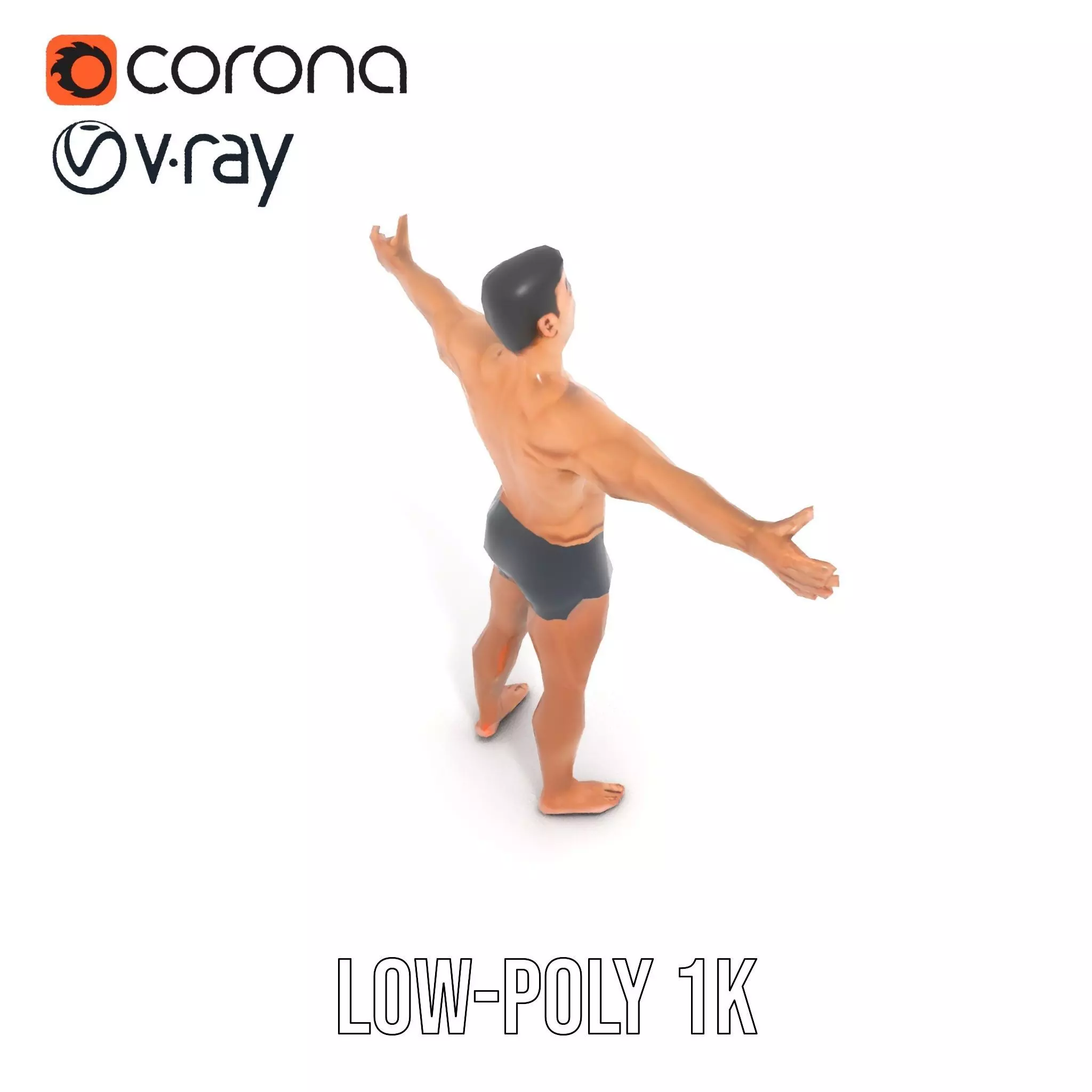 Athletic Male Figure Model Pack for Animation and Games Low-poly 3D model_11