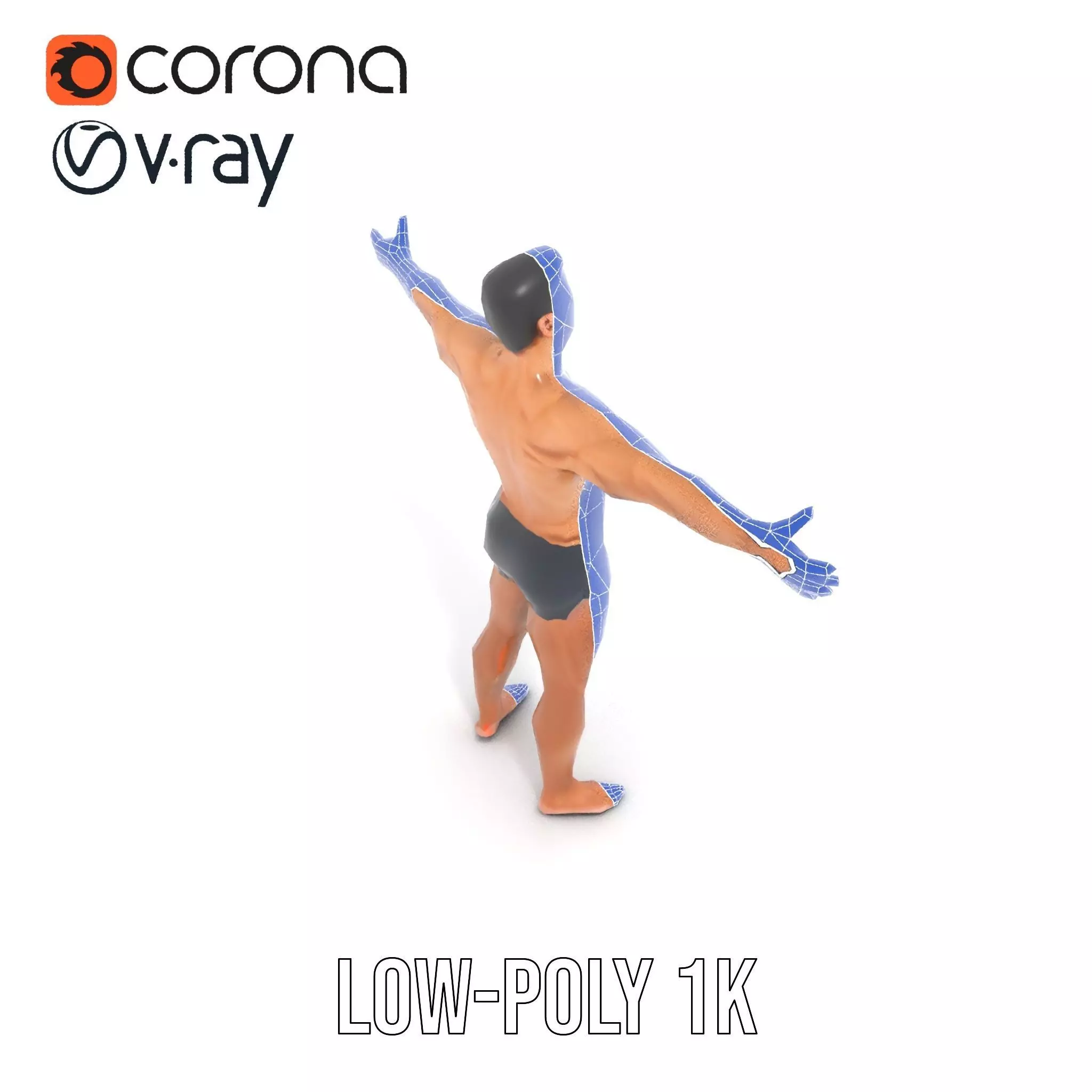 Athletic Male Figure Model Pack for Animation and Games Low-poly 3D model_17