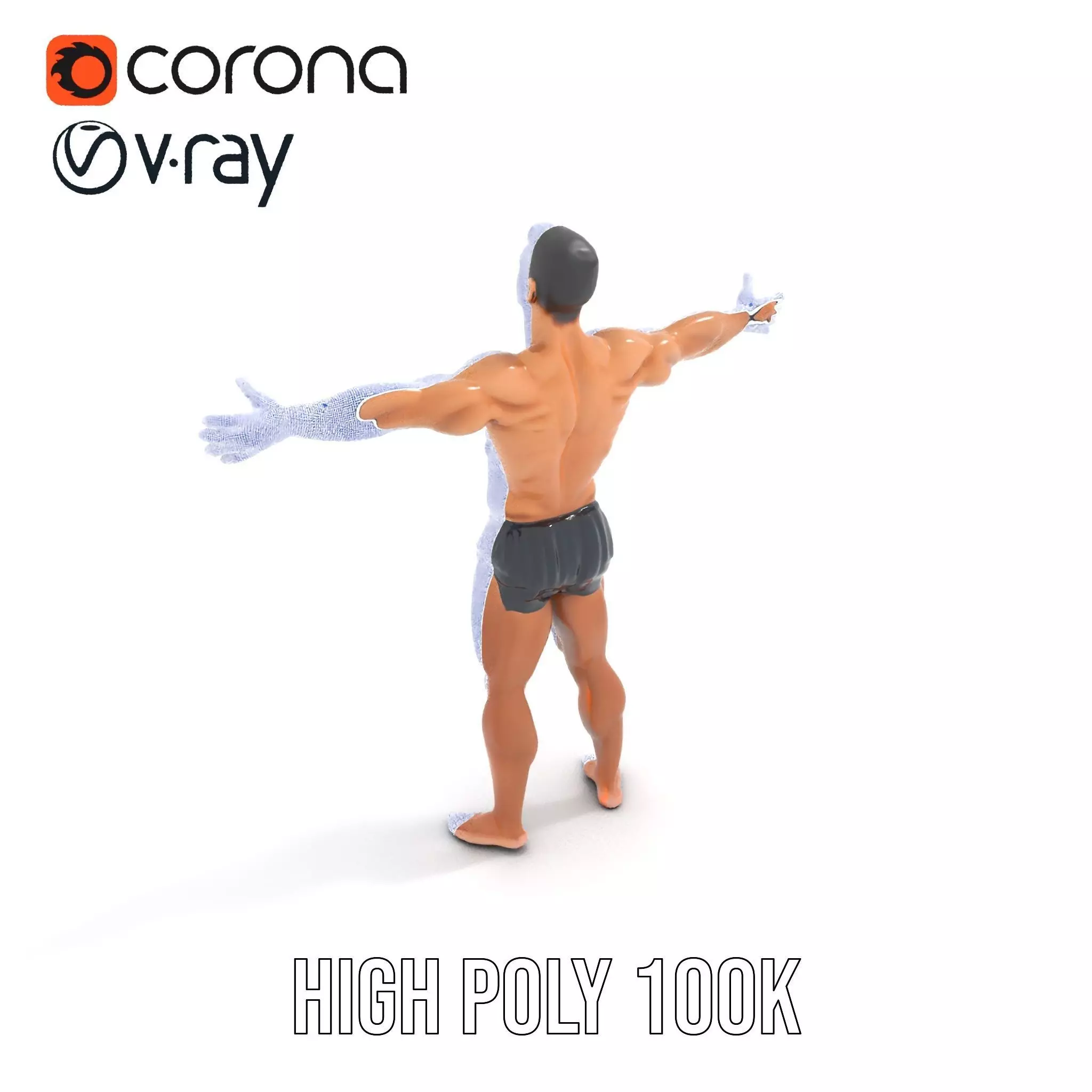 Athletic Male Figure Model Pack for Animation and Games Low-poly 3D model_27
