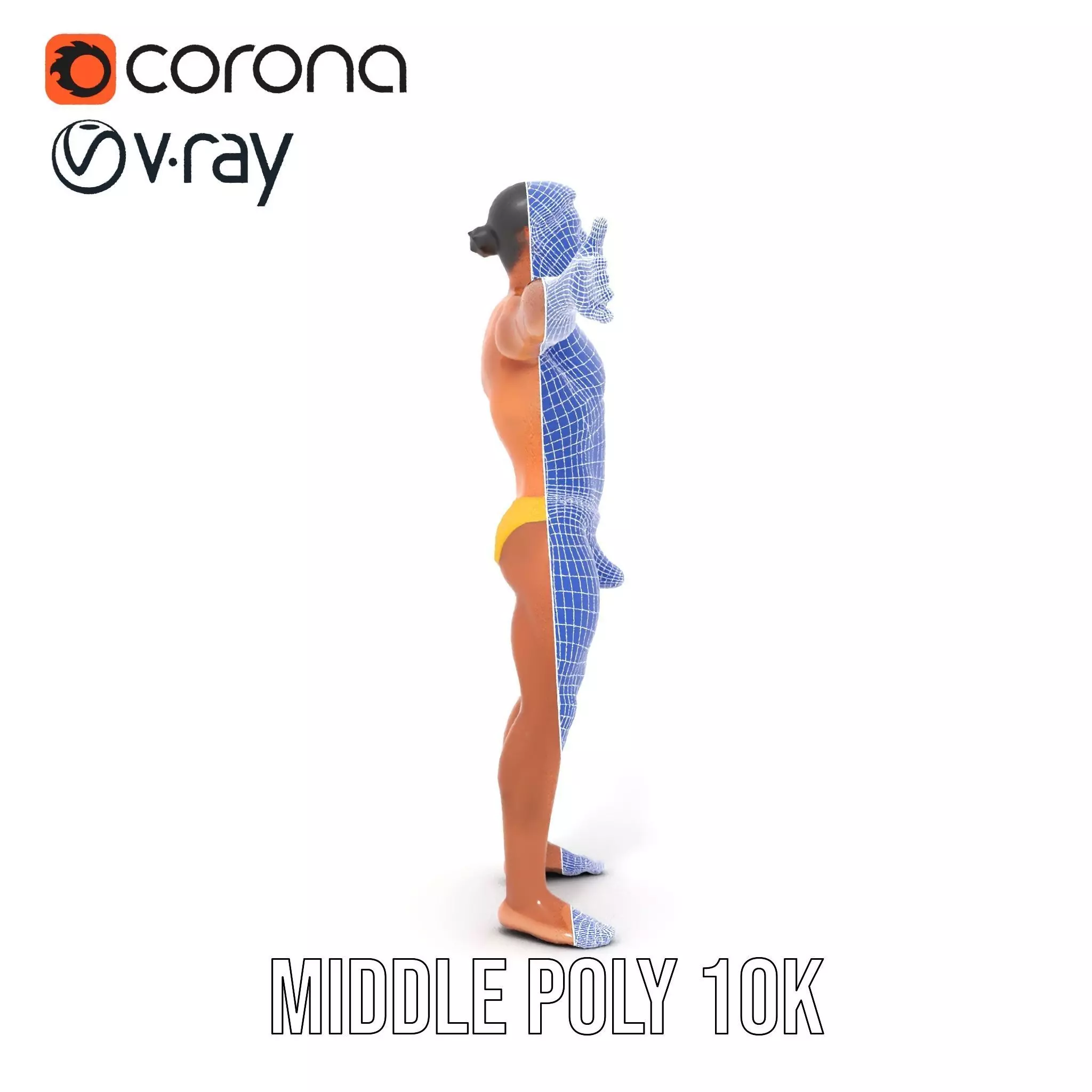 Realistic Male Athletic Model Pack with Detailed Anatomy Low-poly 3D model_27